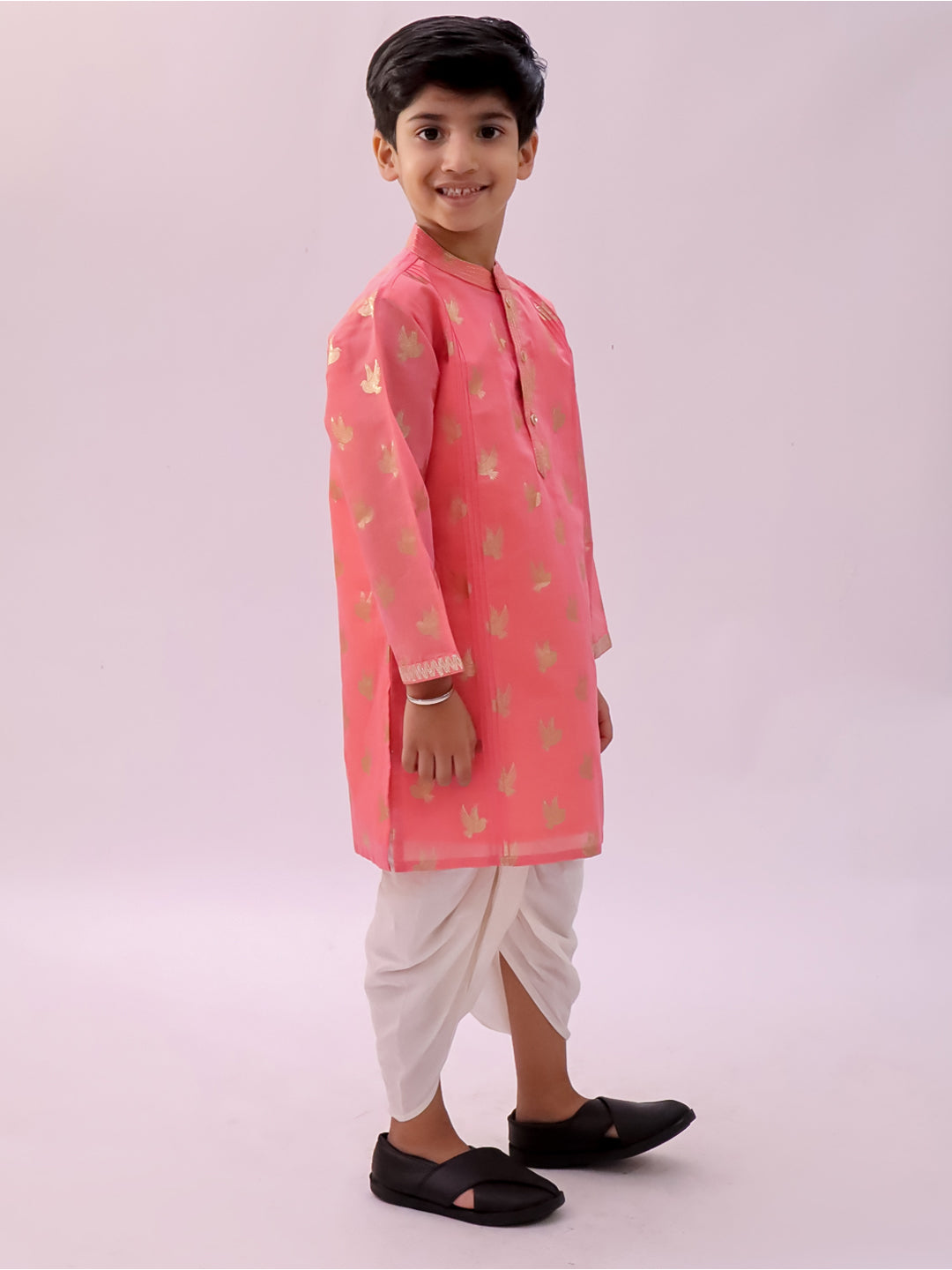 Mishti Peach Kurta Dhoti Set For Boys