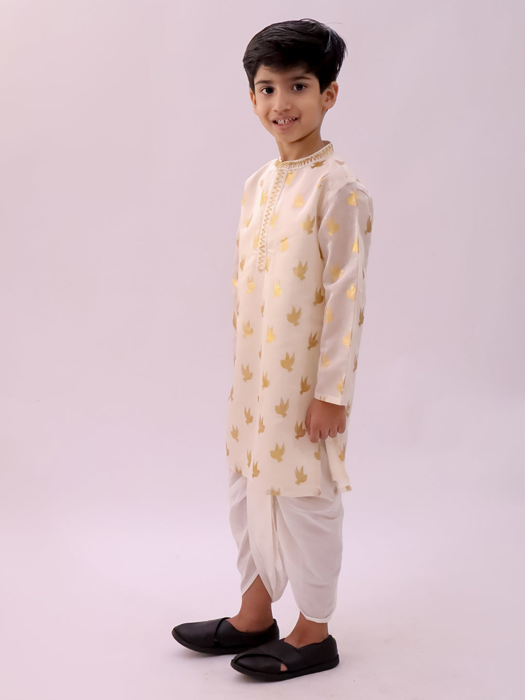 Mishti Off White Kurta and Dhoti For Boys
