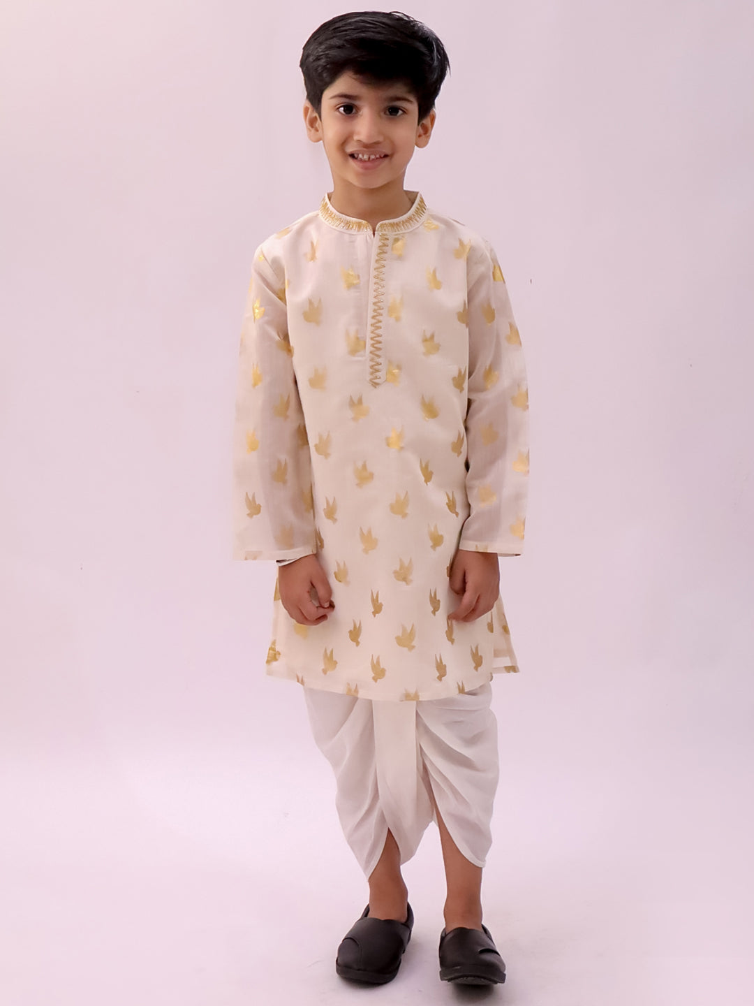 Mishti Off White Kurta and Dhoti For Boys