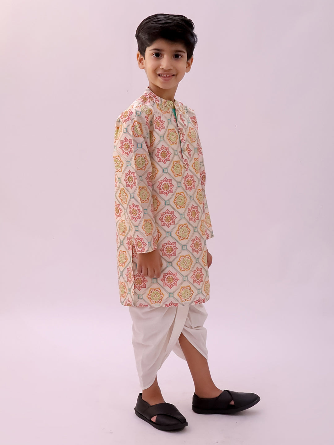 Mishti Off White Kurta Dhoti Set For Boys