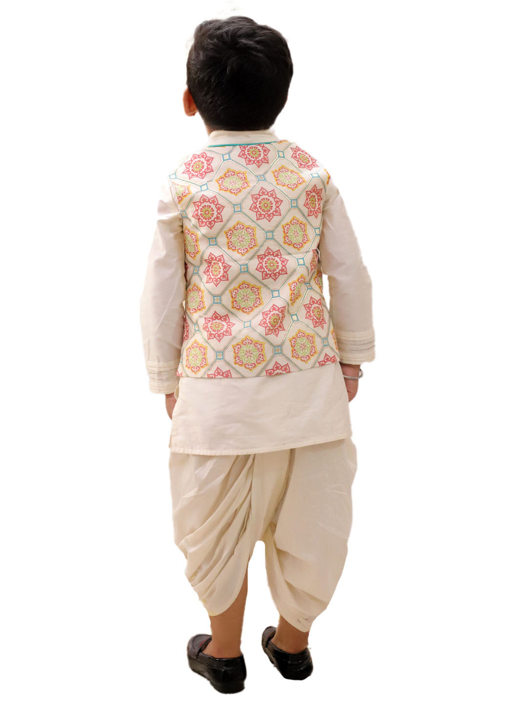Mishti White Kurta Dhoti and Jacket For Boys