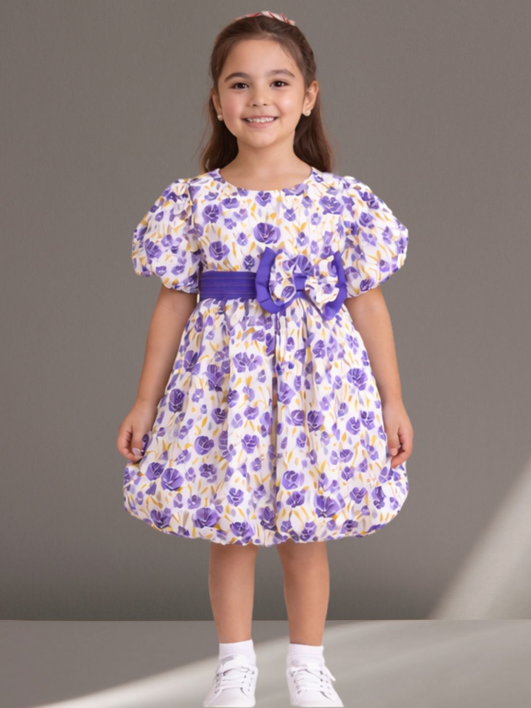 Citrus Crush Girls Purple Cotton Dress