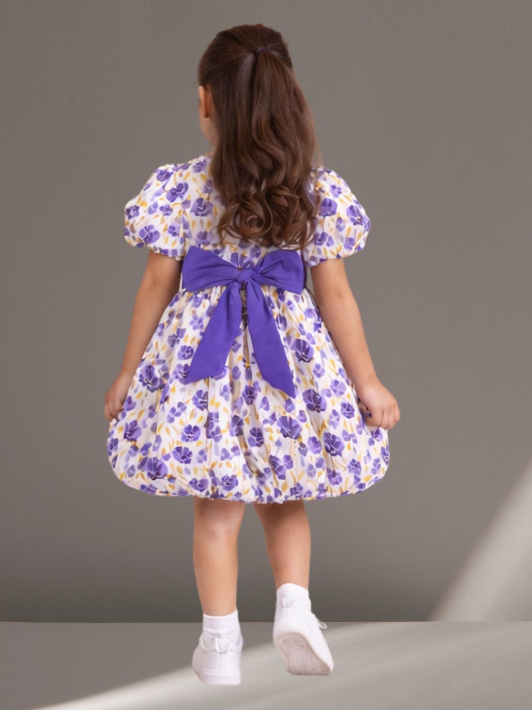 Citrus Crush Girls Purple Cotton Dress