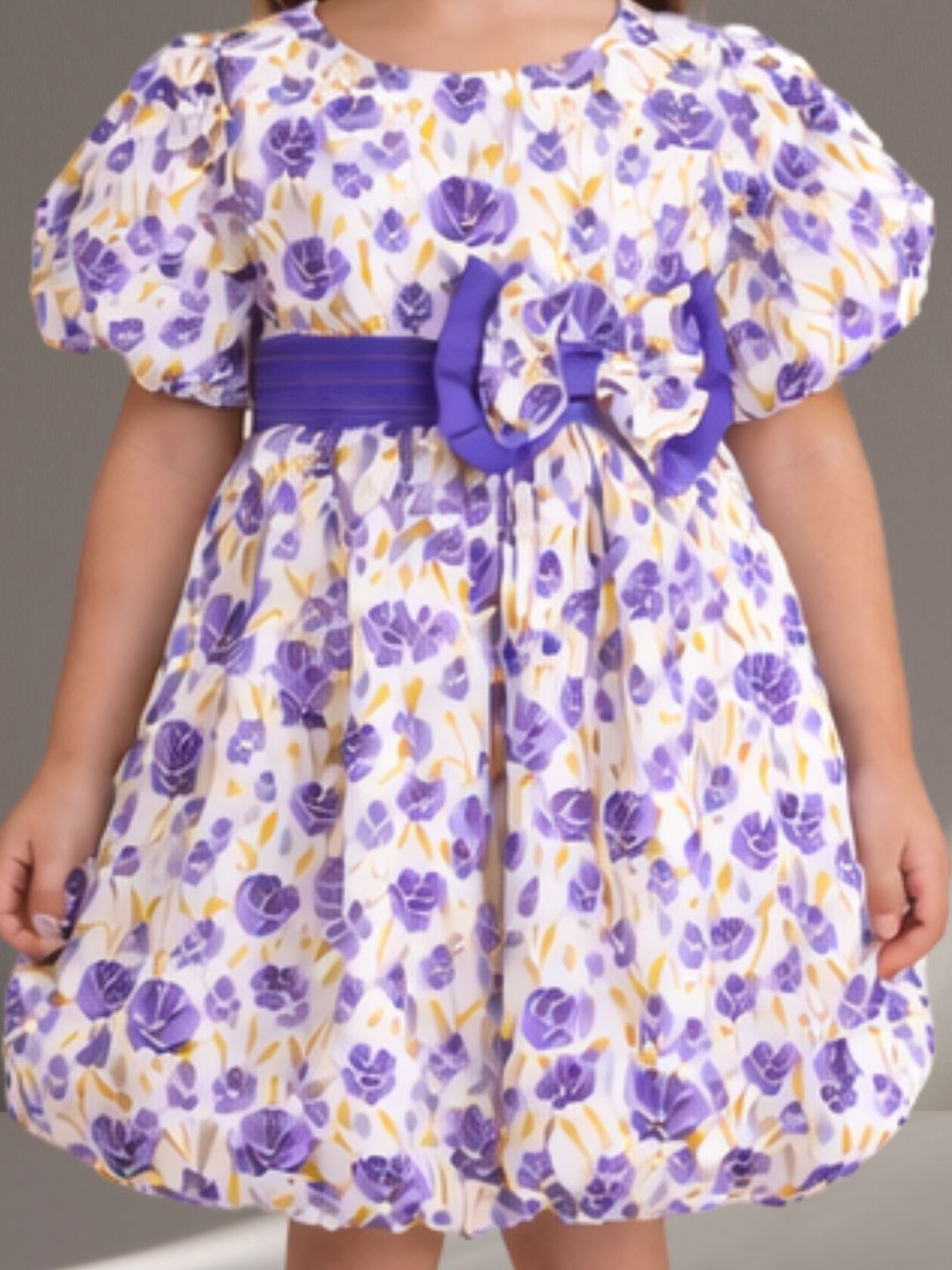 Citrus Crush Girls Purple Cotton Dress