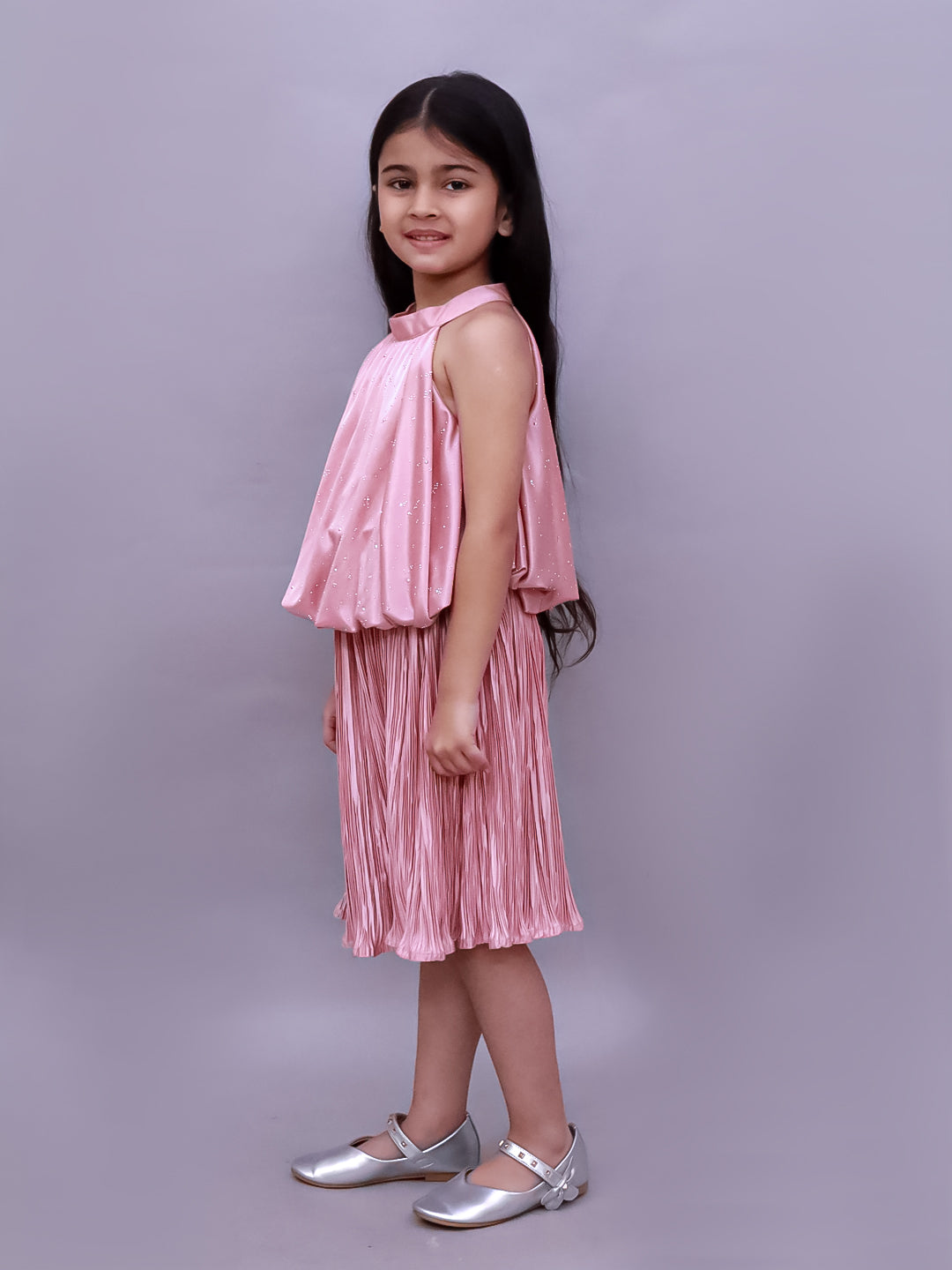 Glam Up Girls Party Peach Top And Skirt