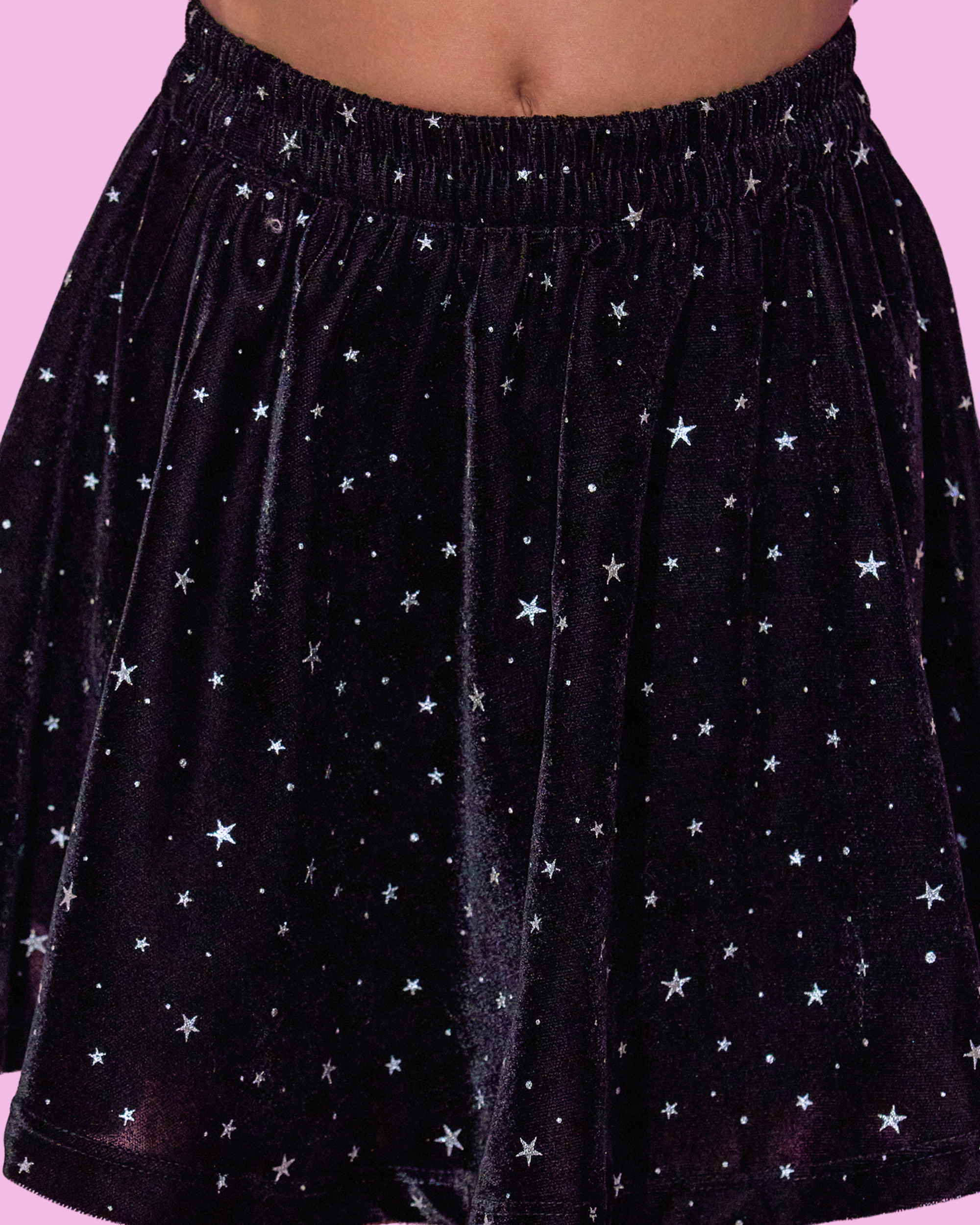 Girls Black Foil Star Print Skirt