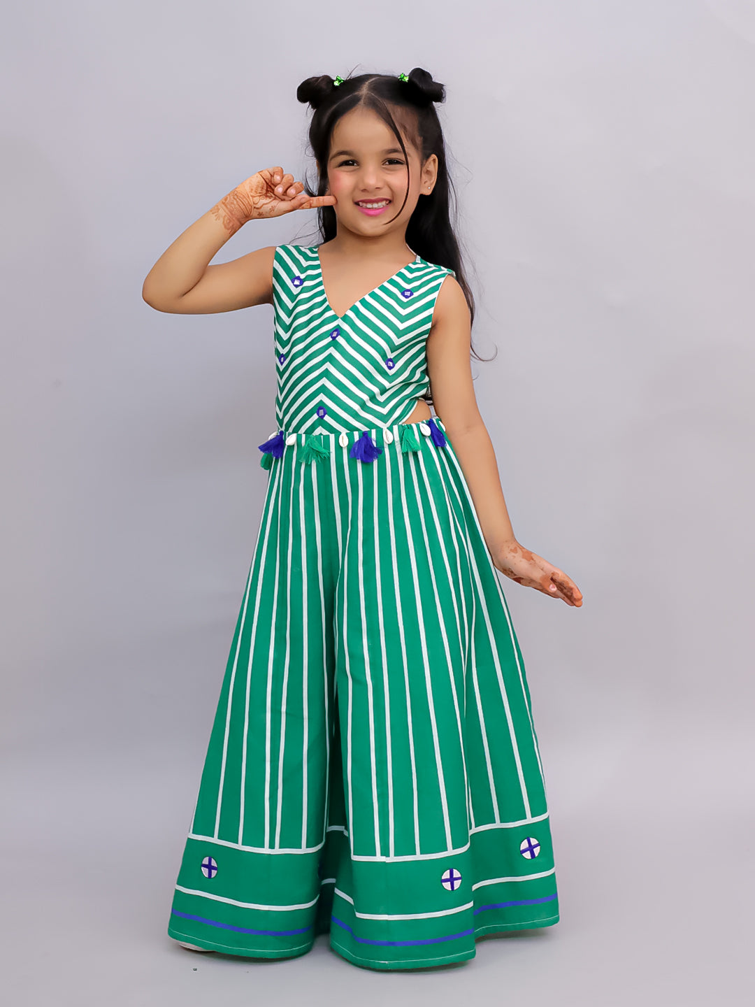 Shor-Gul Green Jumpsuit For Girls