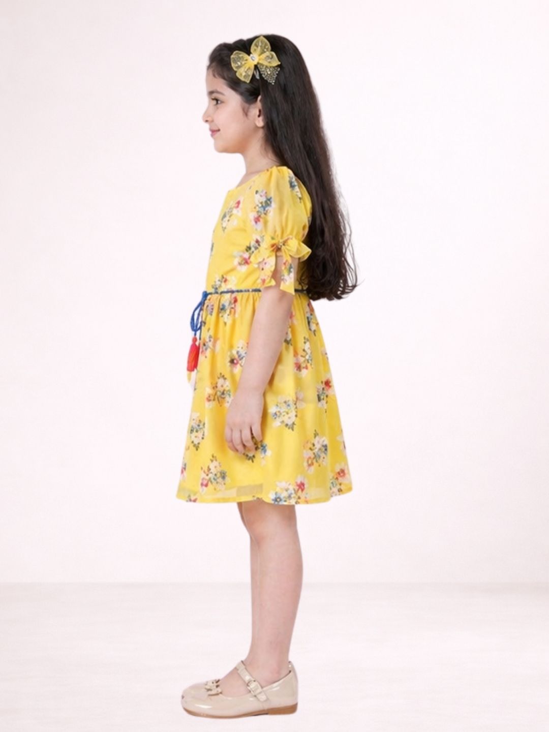 Petal Play Girls Yellow Cotton Dress