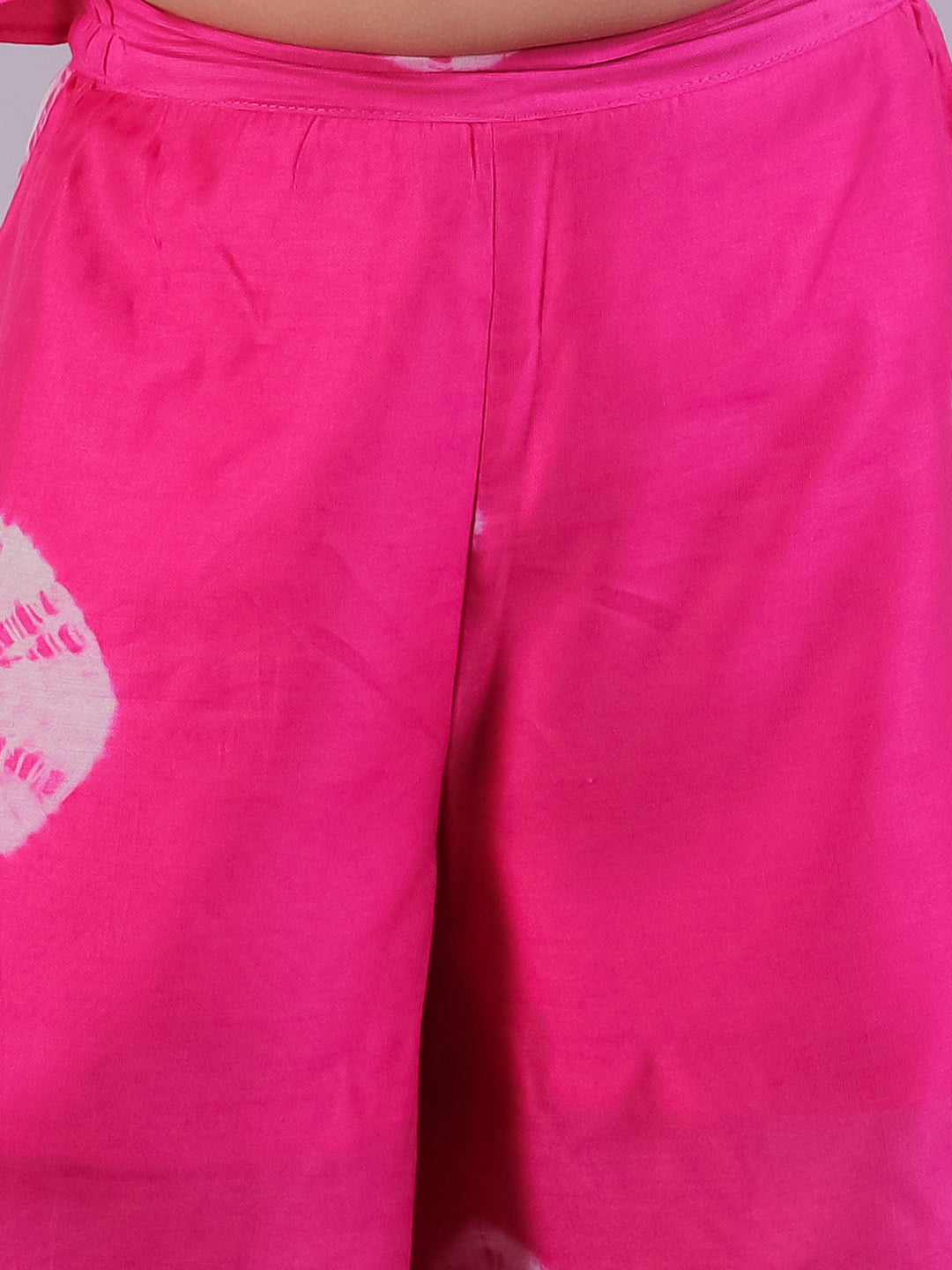 Shibori Print Pink Co-ordinate Set For Girls