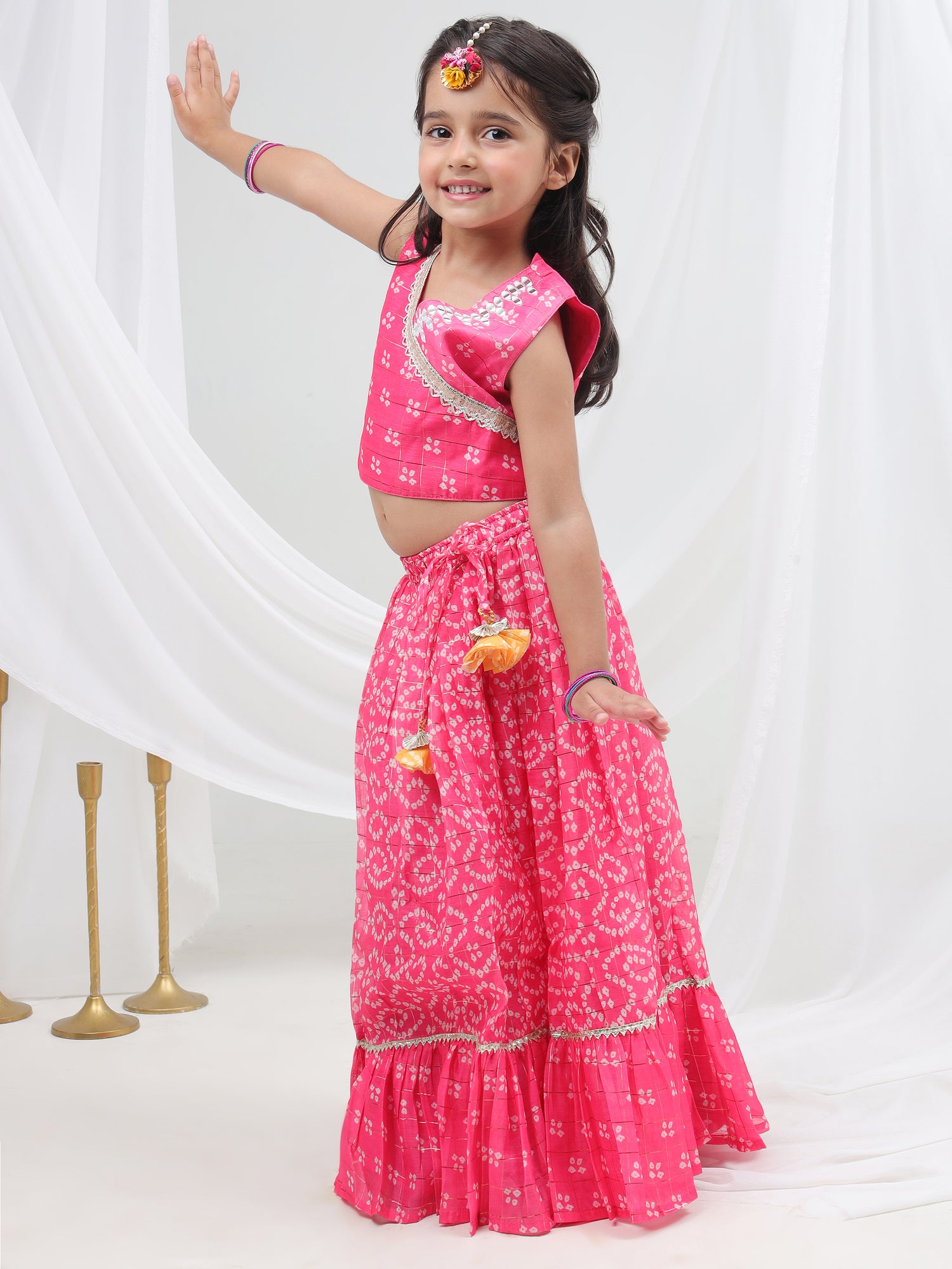 Girls printed chanderi lurex ghaghra choli set