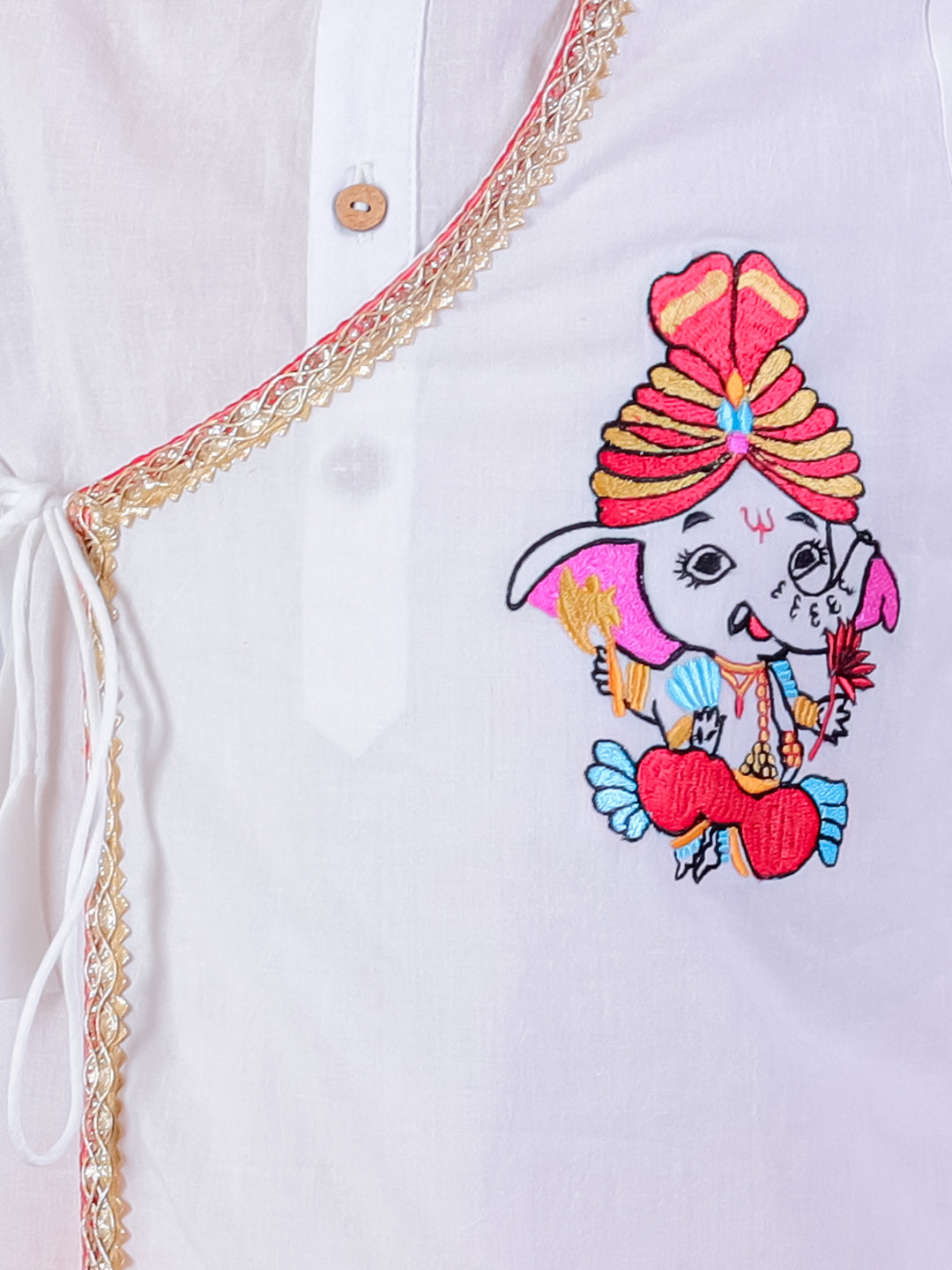 Marigold magic White Boys Cotton Kurta and Orange Dhoti Ethnic Set