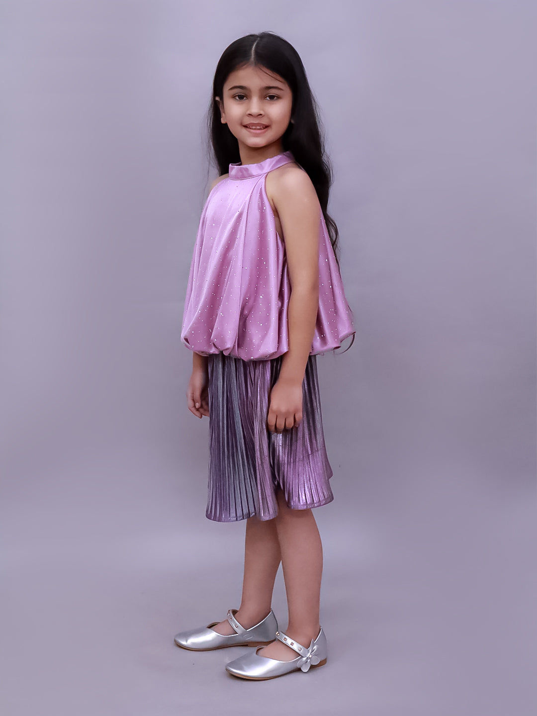Glam Up Girls Party Purple Top And Skirt