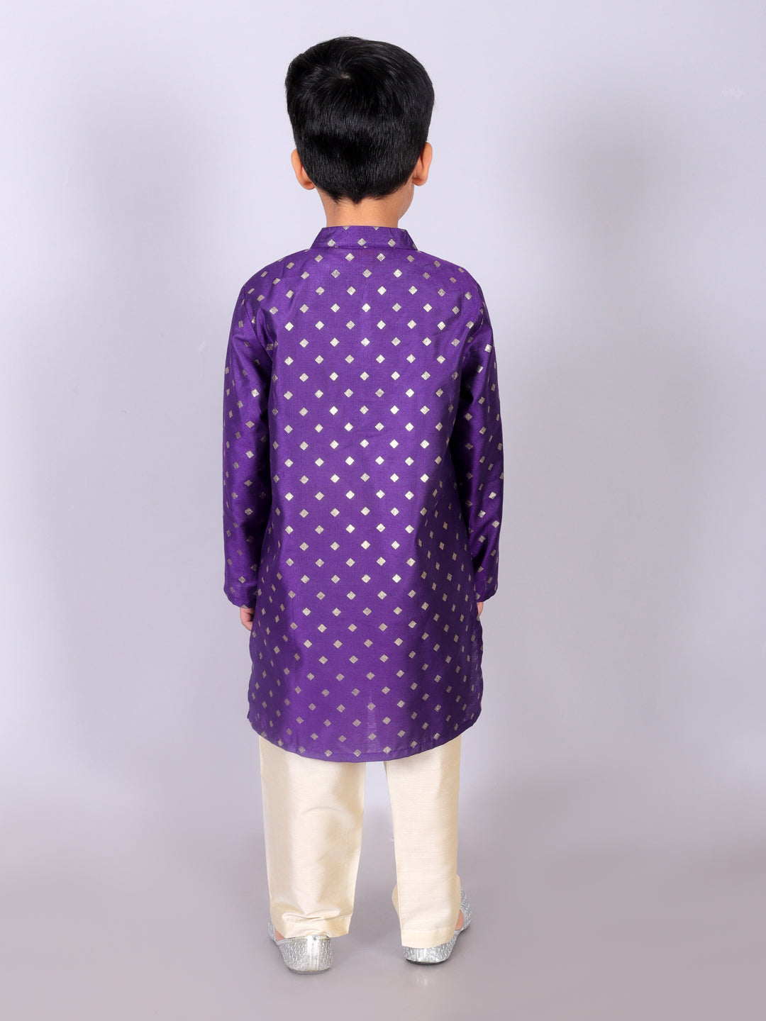 Zarqa Boys Purple Kurta with Golden pant set