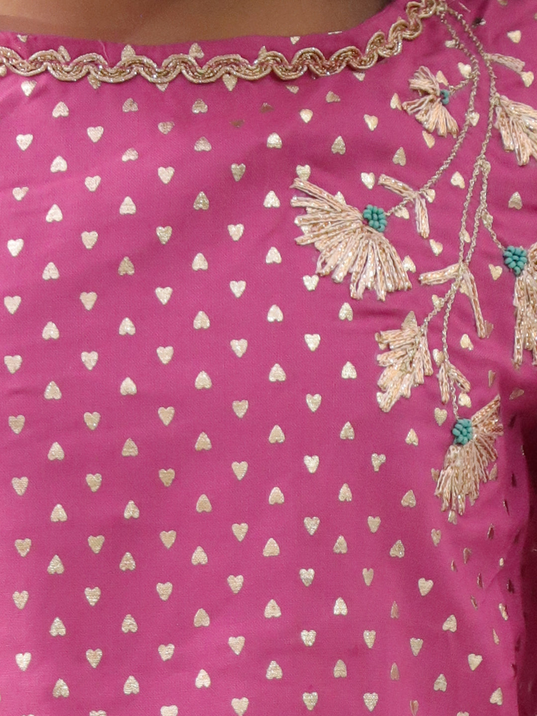 Khilkhilahat Pink Crop Top and Flare Pant Set For Girls