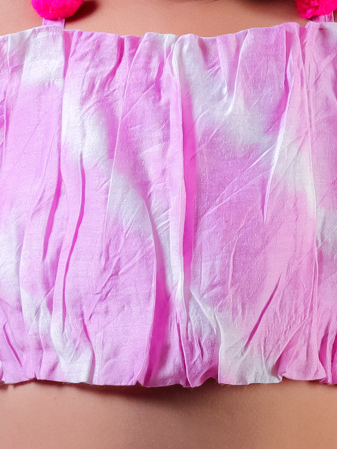 Shibori Print Lavender Top with White Pant Set For Girls