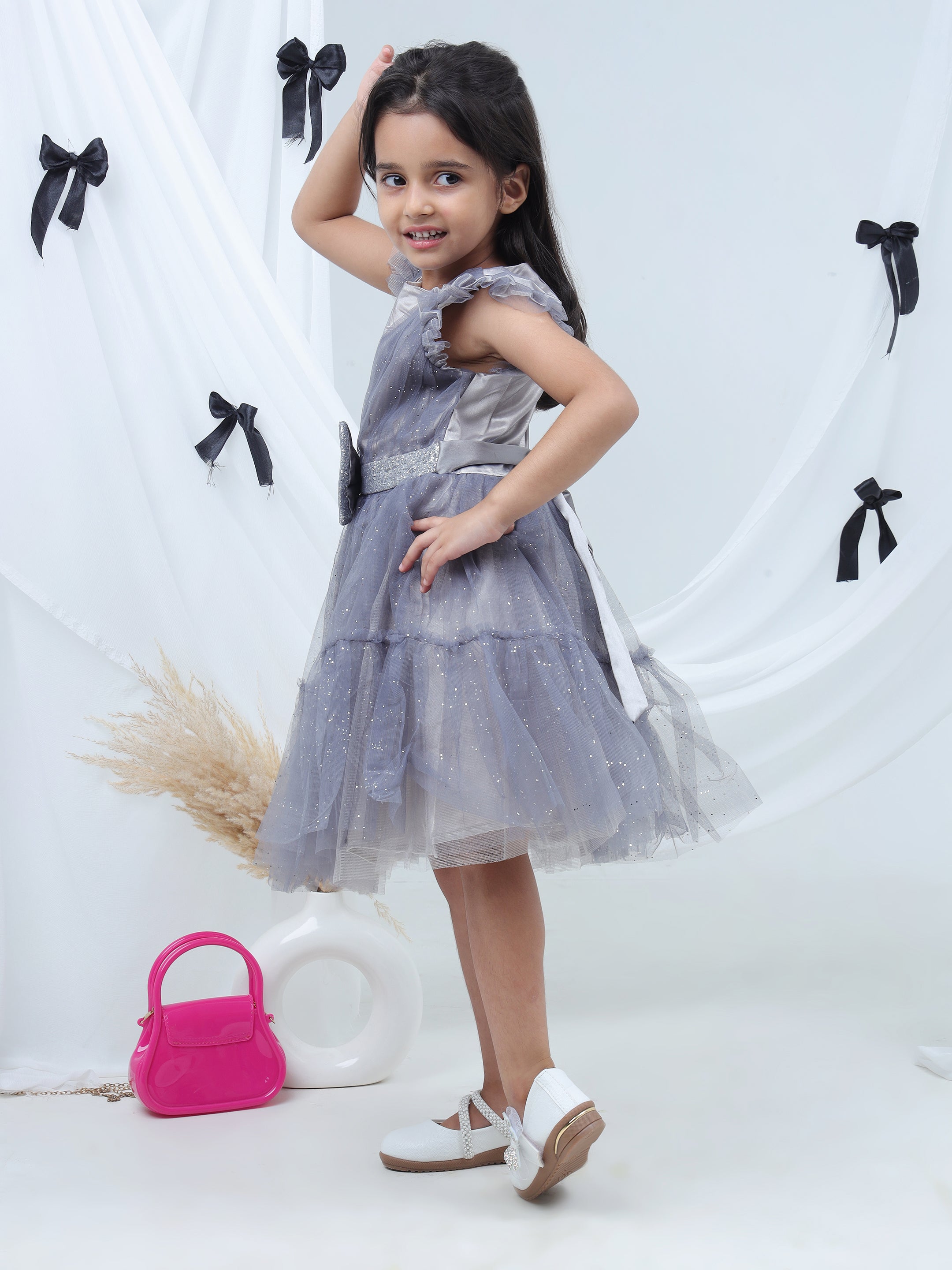 Razzle Dazzle Grey Party Dress for Girls