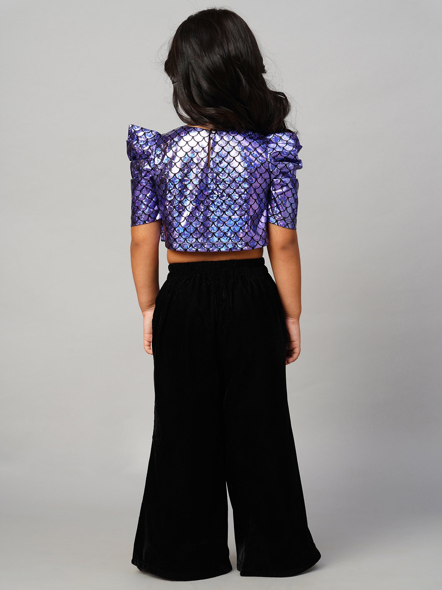 Razzle Dazzle Girls Party Purple Shimmer Top With Palazzo Pant