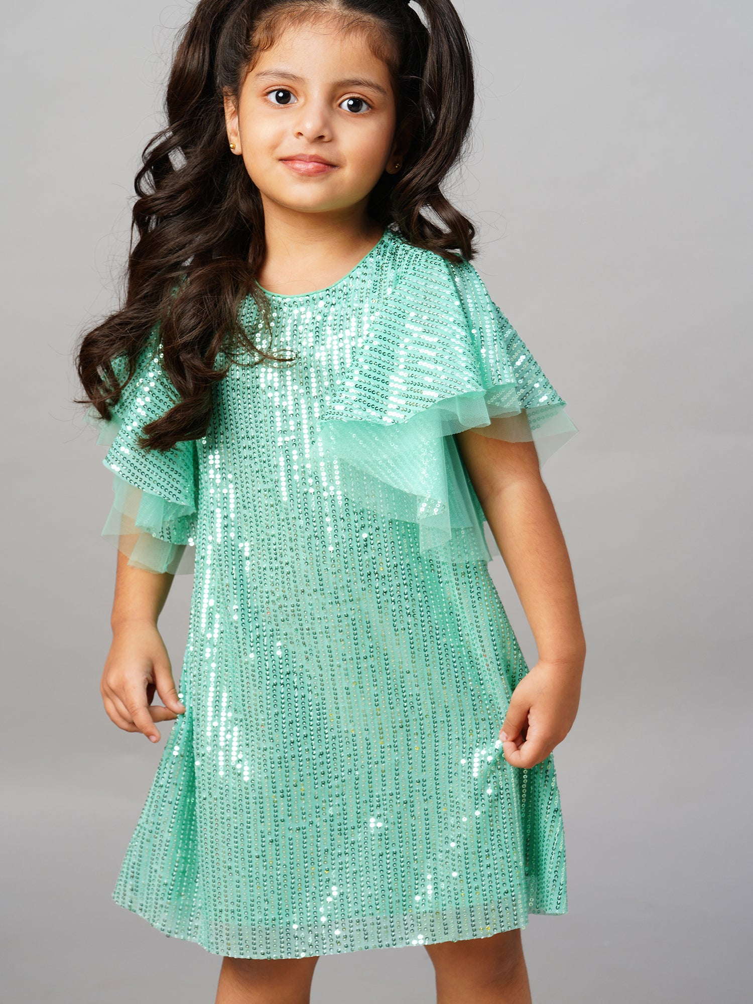 Razzle Dazzle Girls Sea Green Party Dress