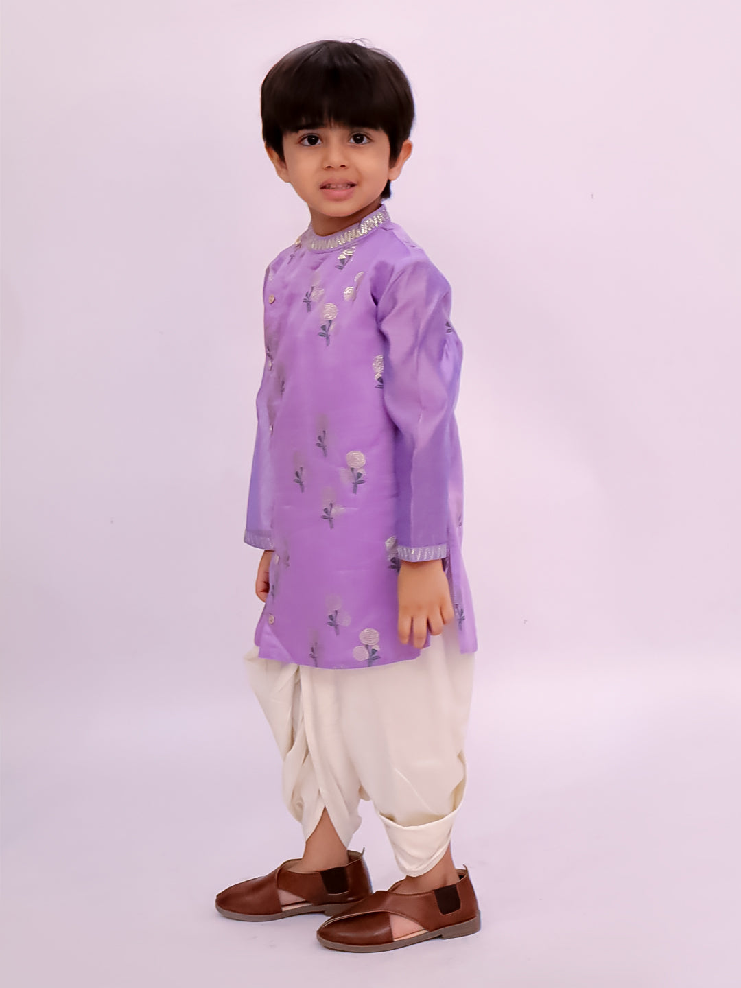 Mishti Purple Kurta Dhoti Set For Boys