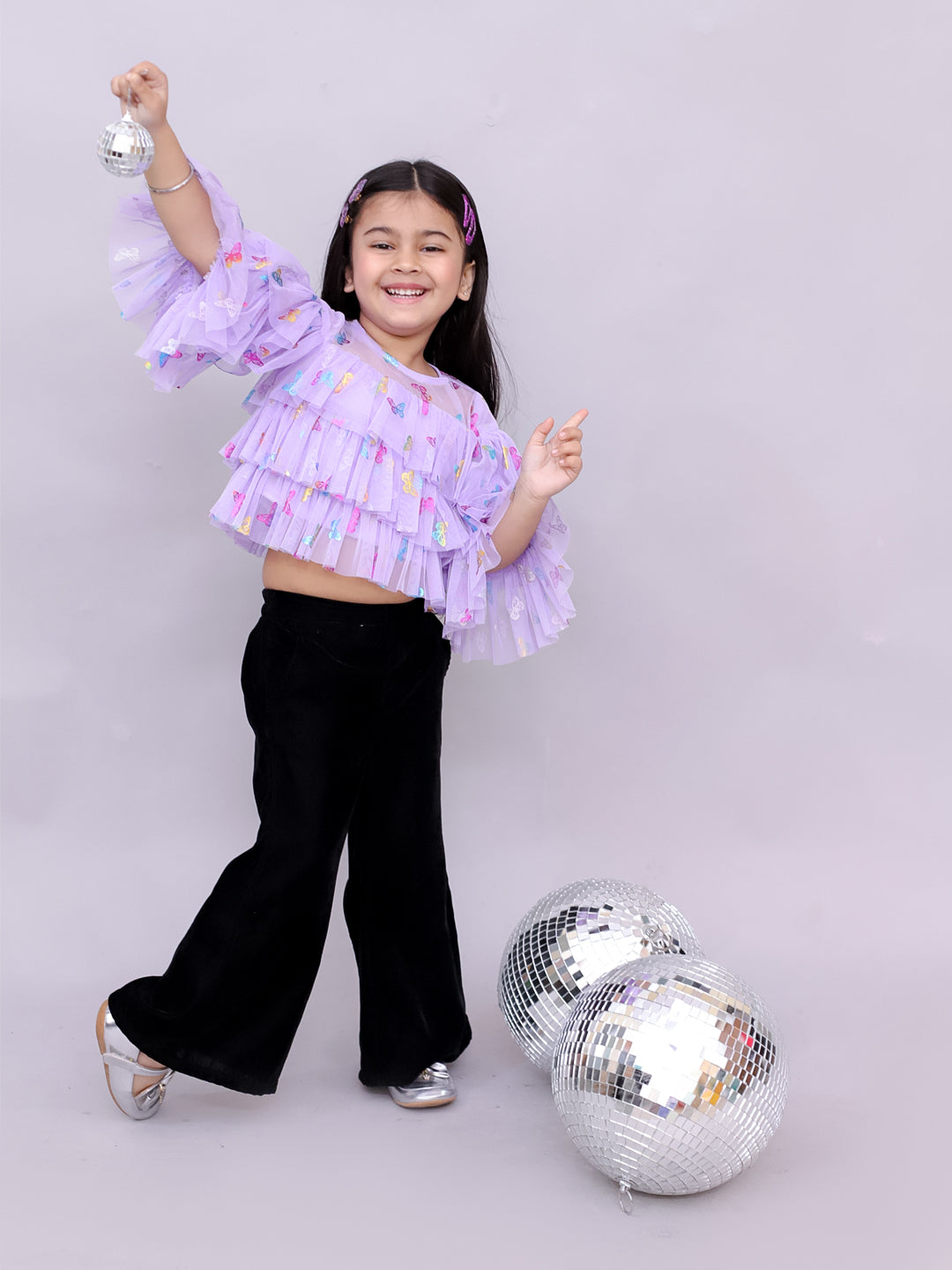 Glam Up Girls Shimmer Lavender Party Top