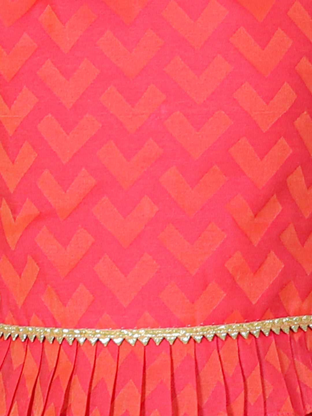 Folklore Girls Pink Crop Top with Pants Girls Co-ordinate set