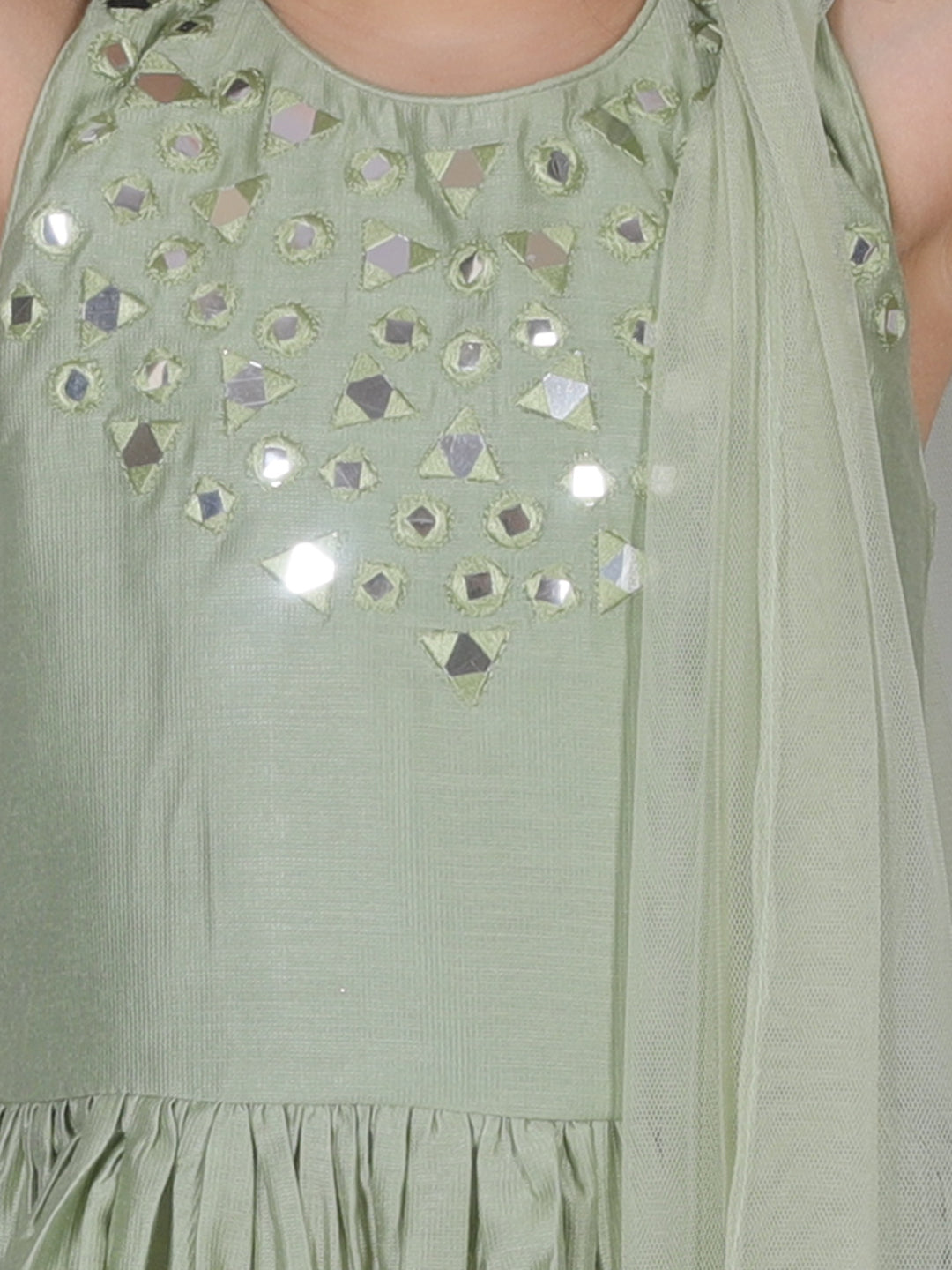 Zarqa Girls Green Kurta with Sharara and dupatta set