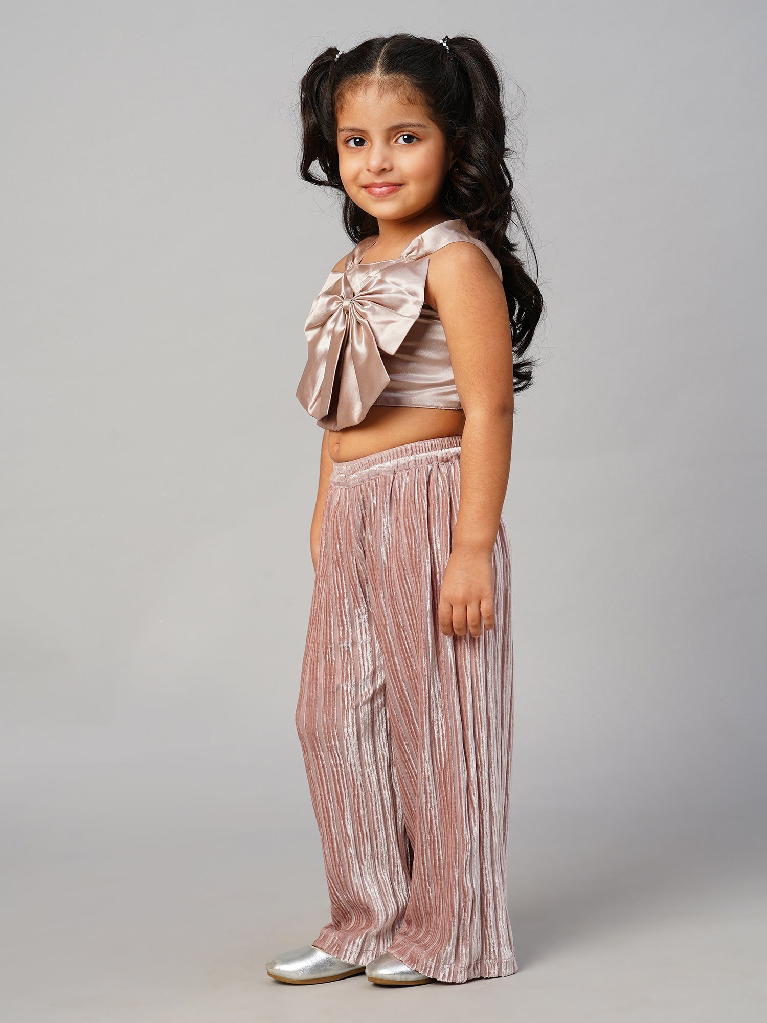 Glam Up Girls Gold Pant With Satin Top Party Girls Co-ordinate set