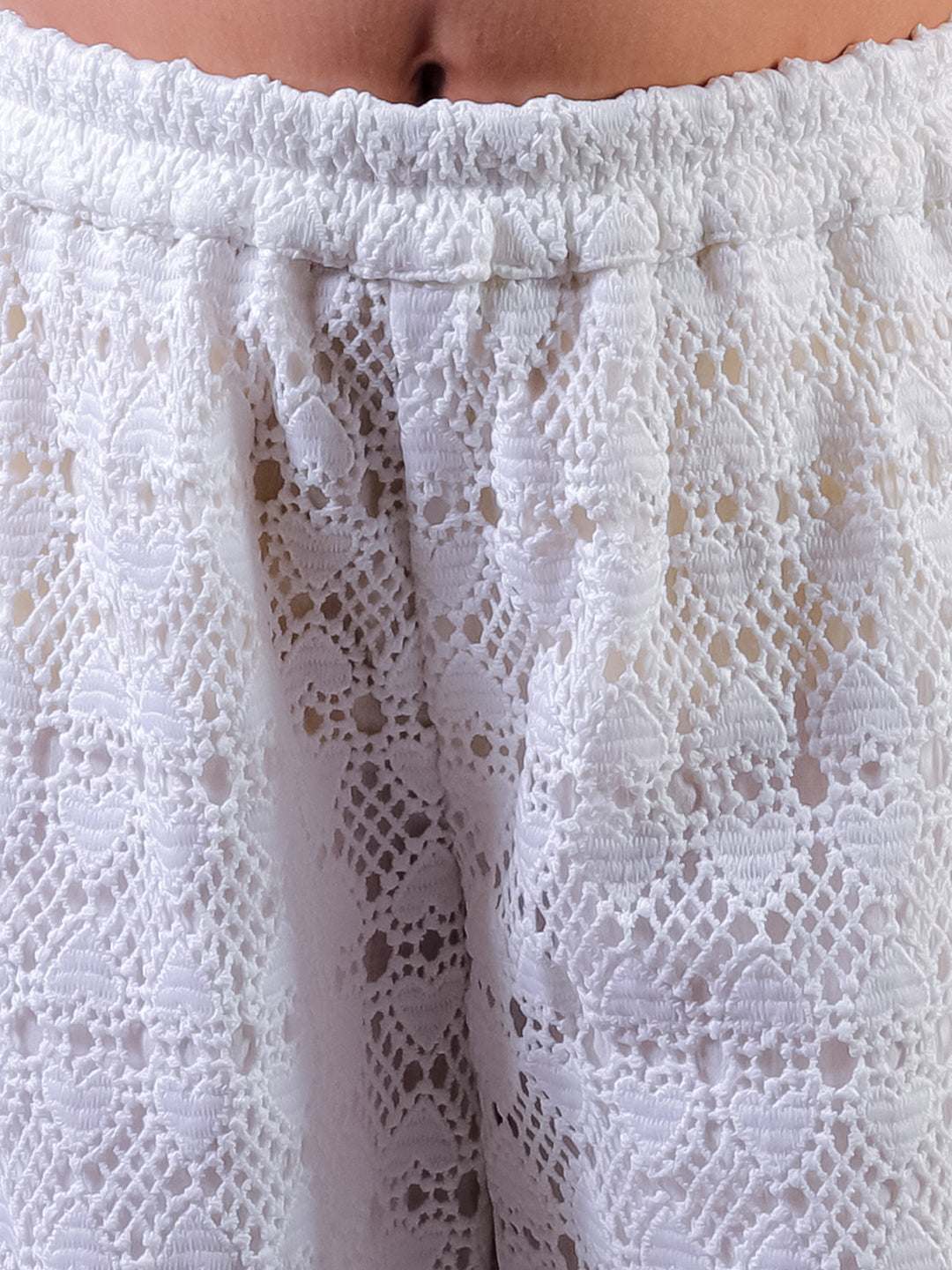 Shibori Print Lavender Top with White Pant Set For Girls