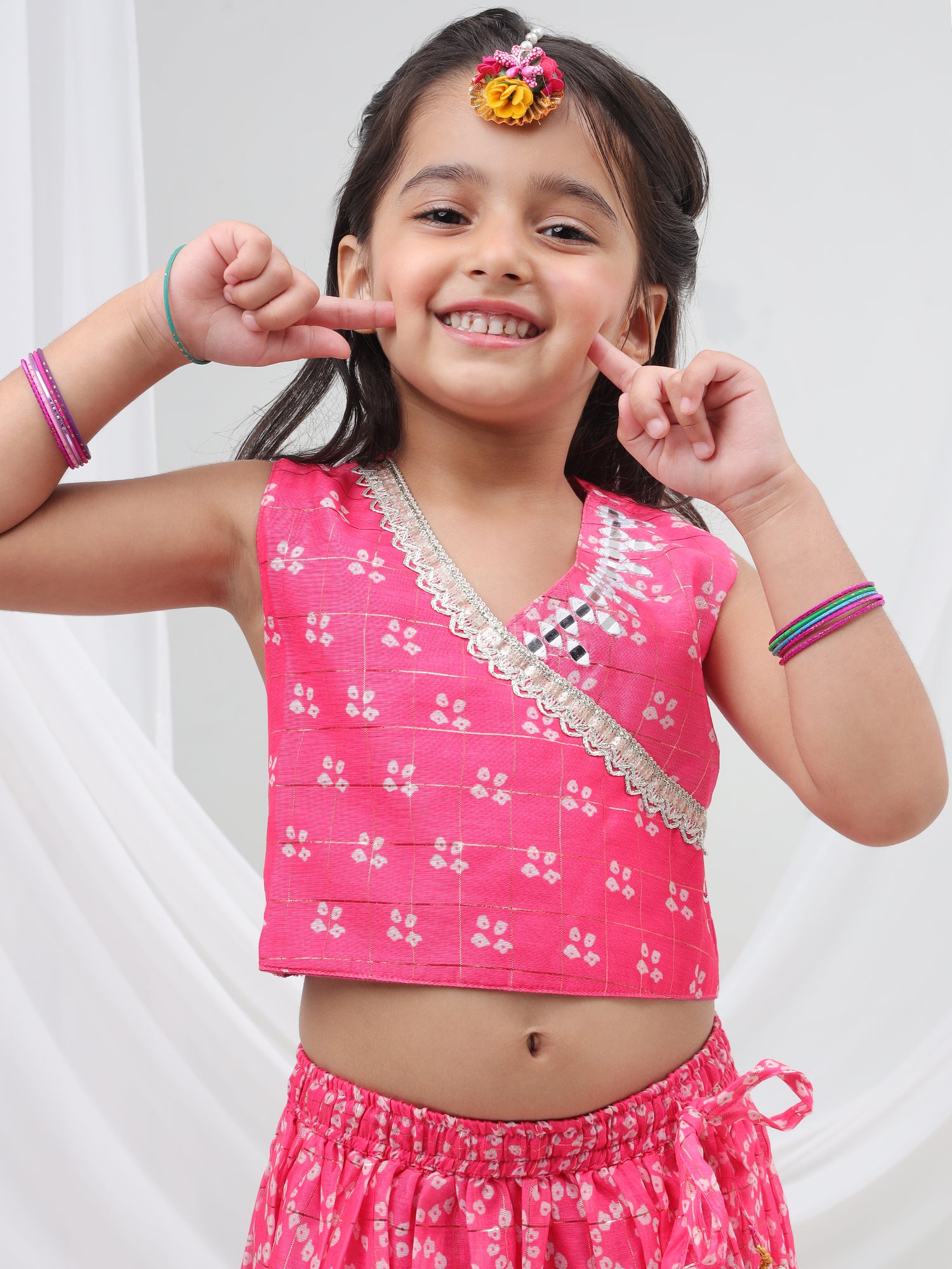 Girls printed chanderi lurex ghaghra choli set