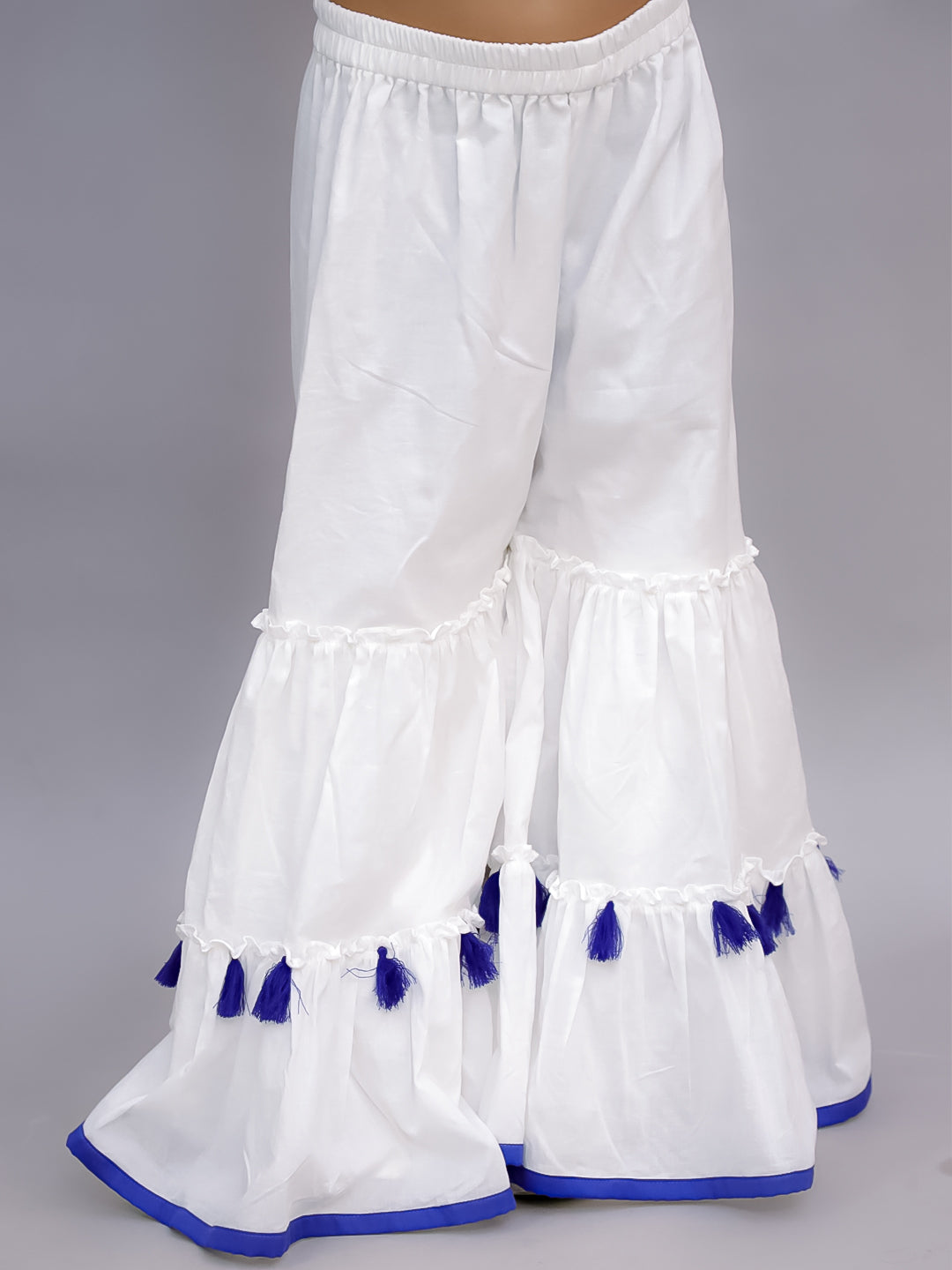 Shor-Gul Blue Kurta Sharara and Bustier Set For Girls