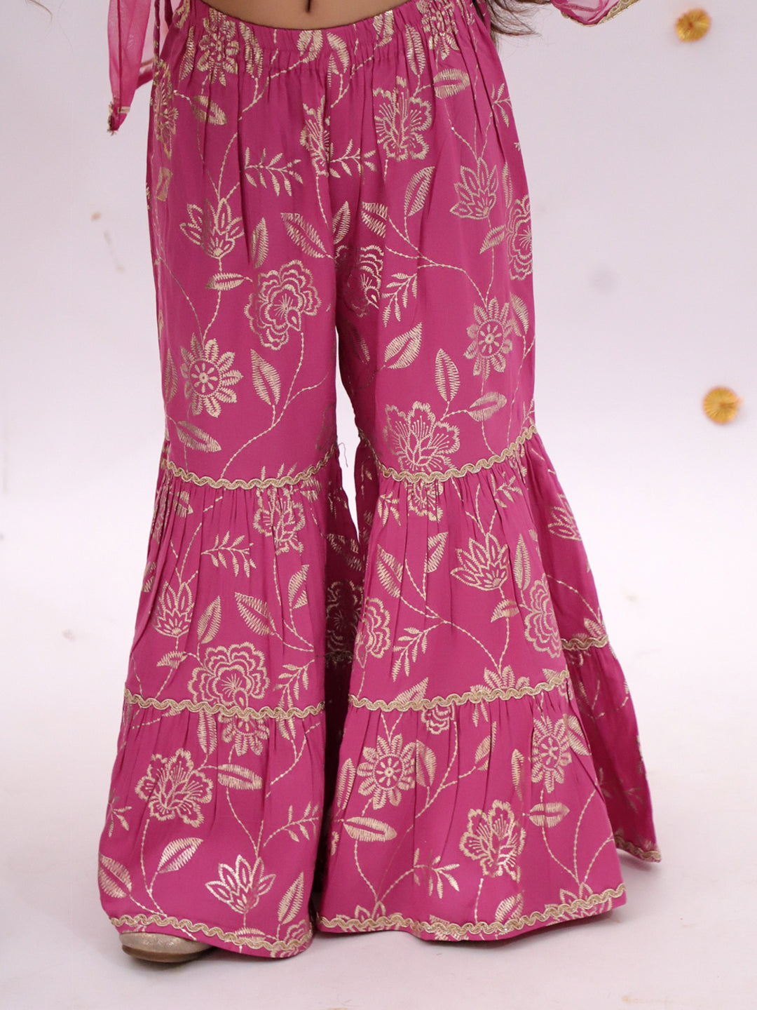 Khilkhilahat Pink Kurta Sharara With Dupatta Set For Girls