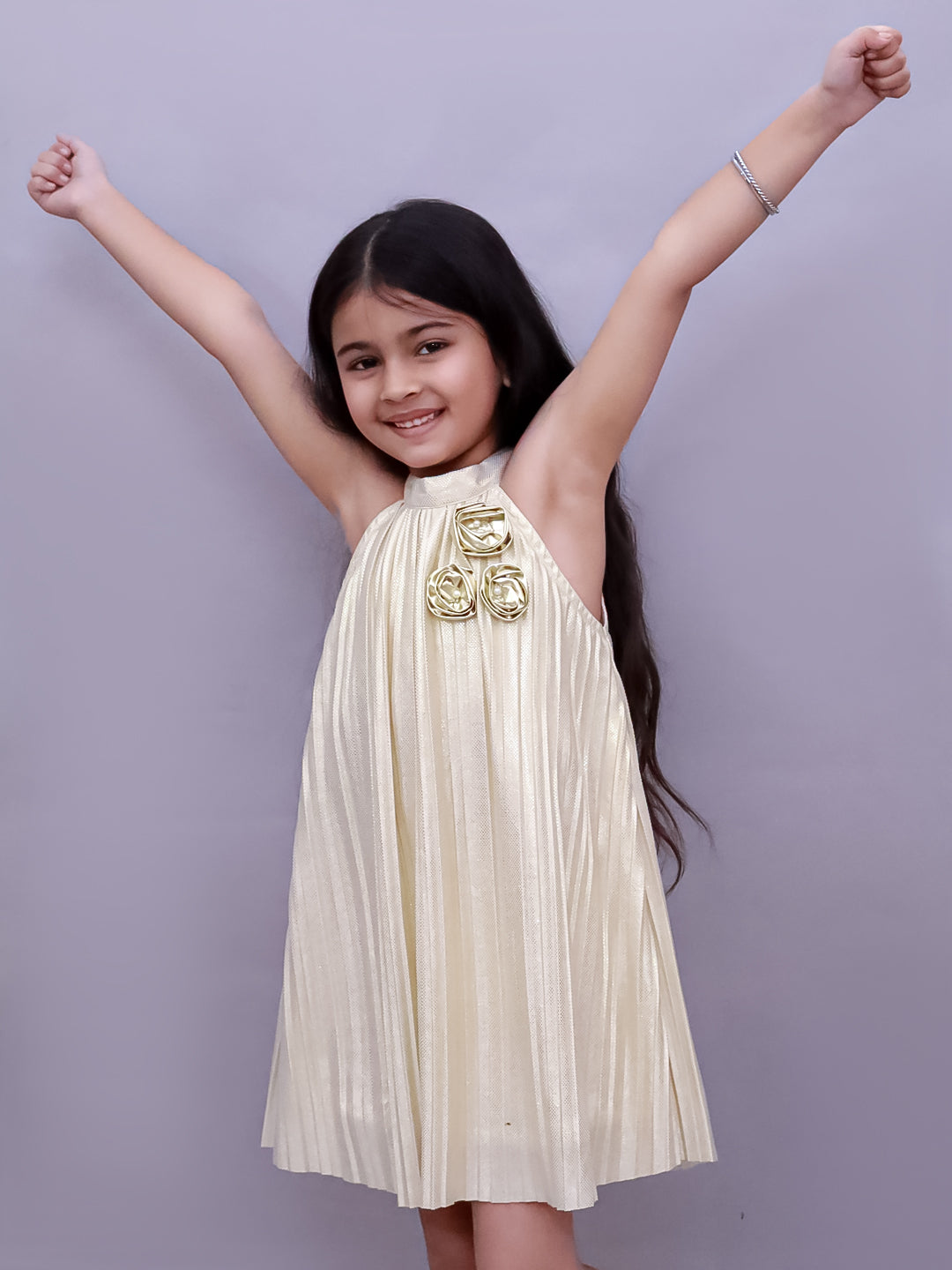 Glam Up Girls Party Golden Dress