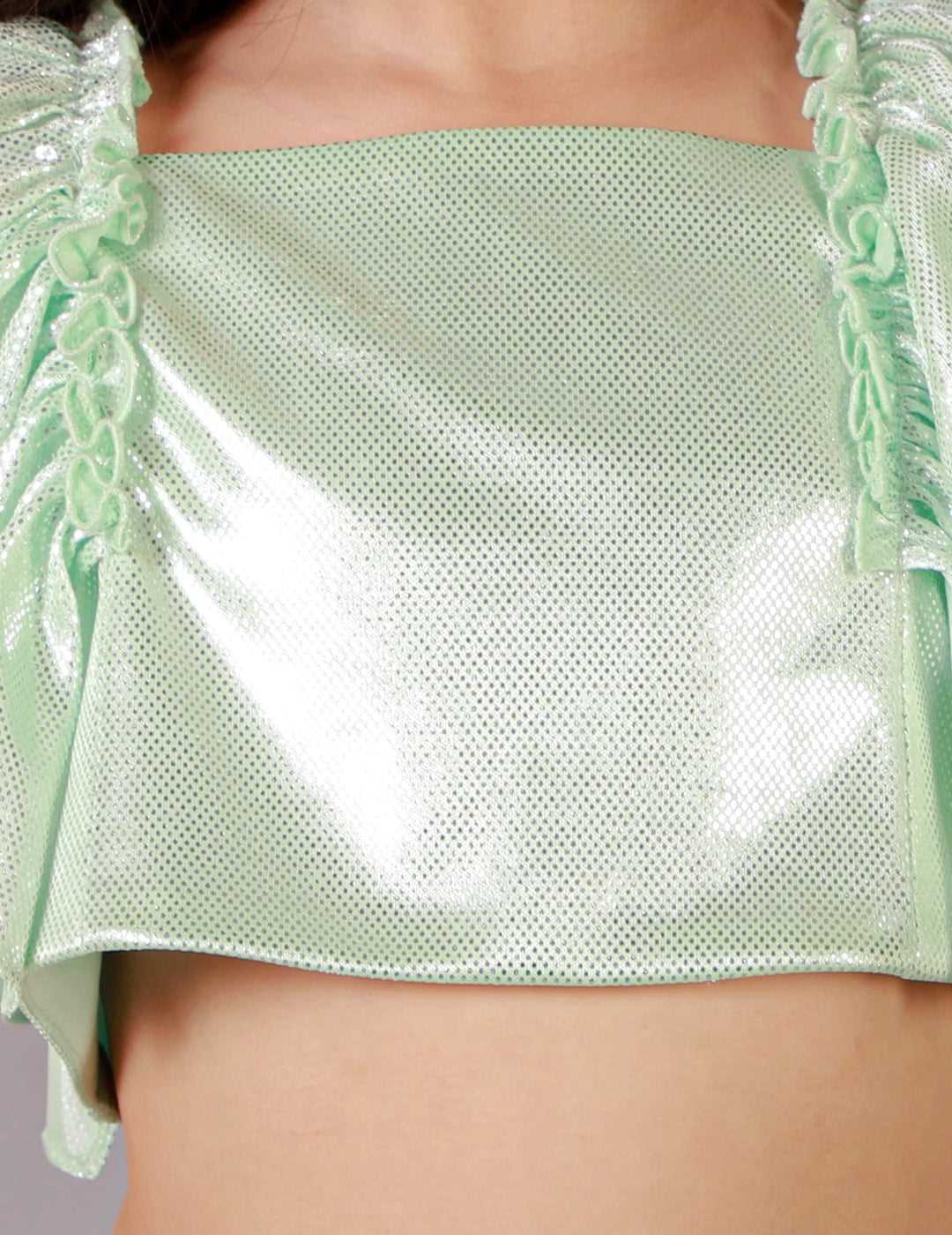 Girls Coord sets, Stylish Foil printed Ruffle sleeve Top with Tiered Skirt