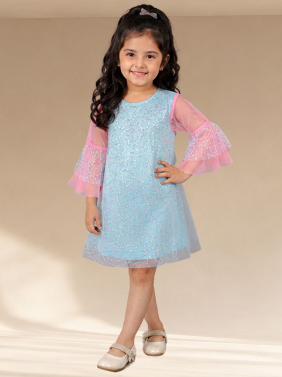 Razzle Dazzle Girls Blue Mulit Colour Sequins Party Dress