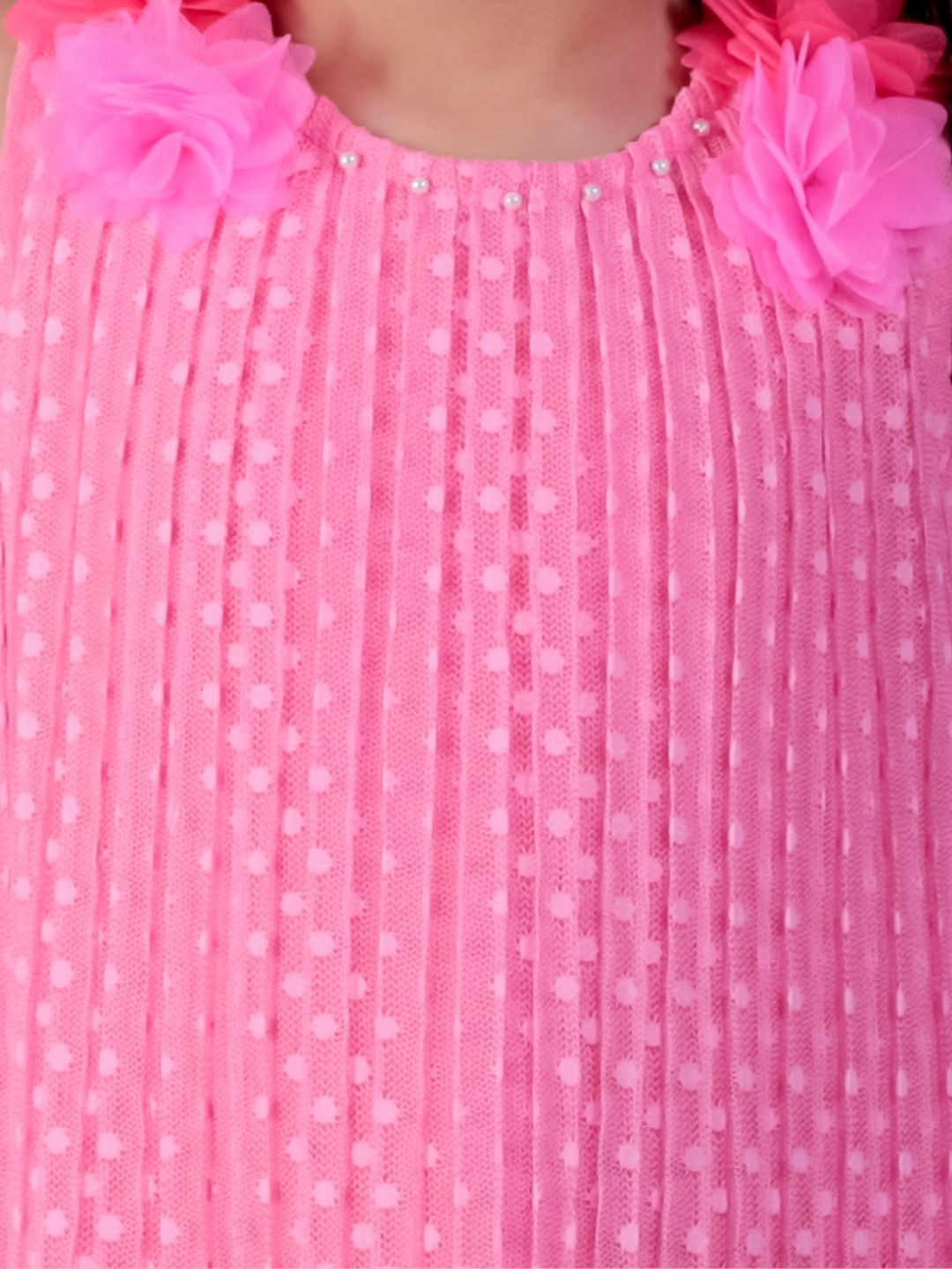 Glam Up Girls Pink Party Dobby Net Dress