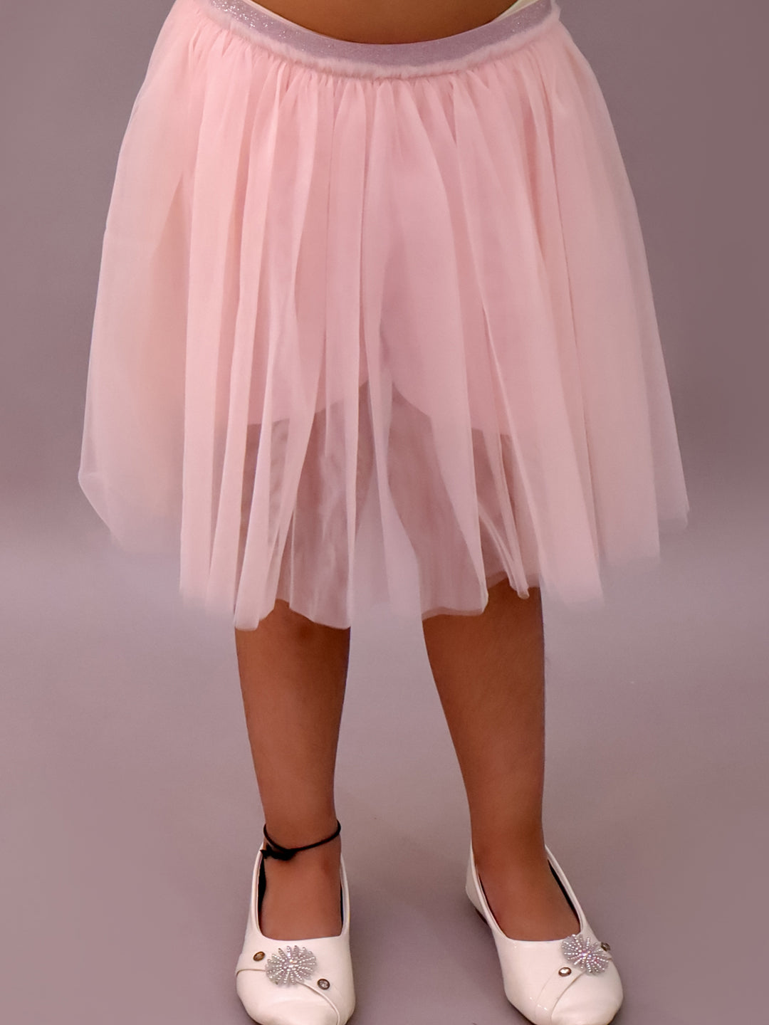 Paris Night White T-shirt with Pink Skirt Set For Girls