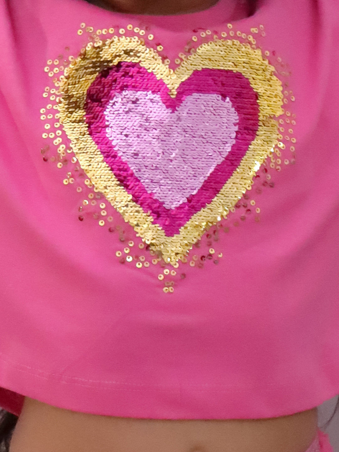 Paris Night Pink T-shirt with Skirt Set For Girls
