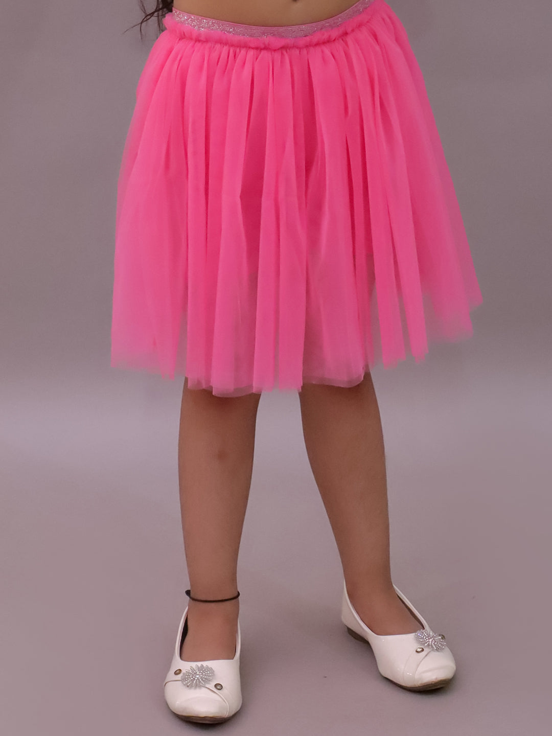 Paris Night Pink T-shirt with Skirt Set For Girls