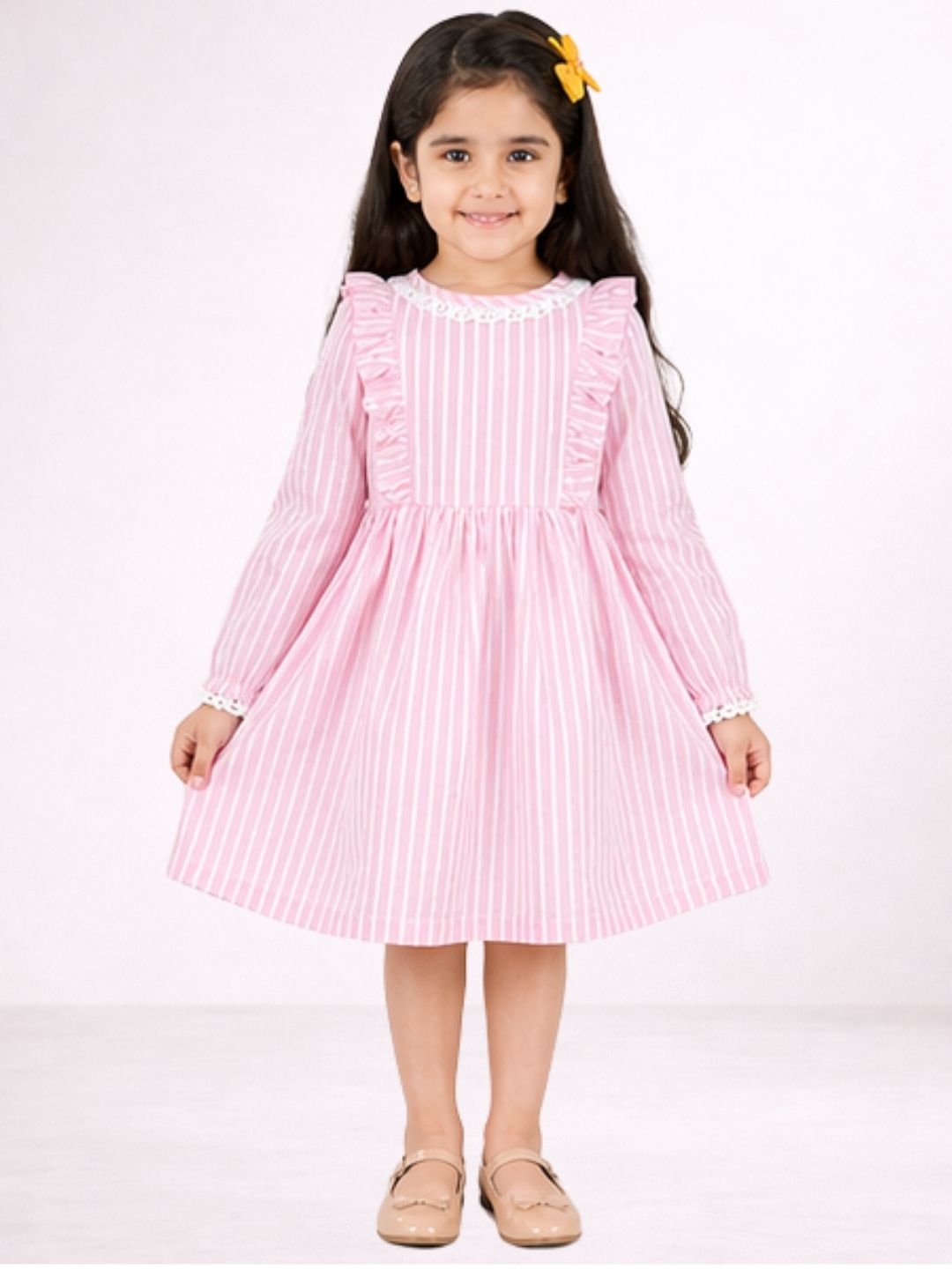 Petal Play Girls Pink Cotton Dress