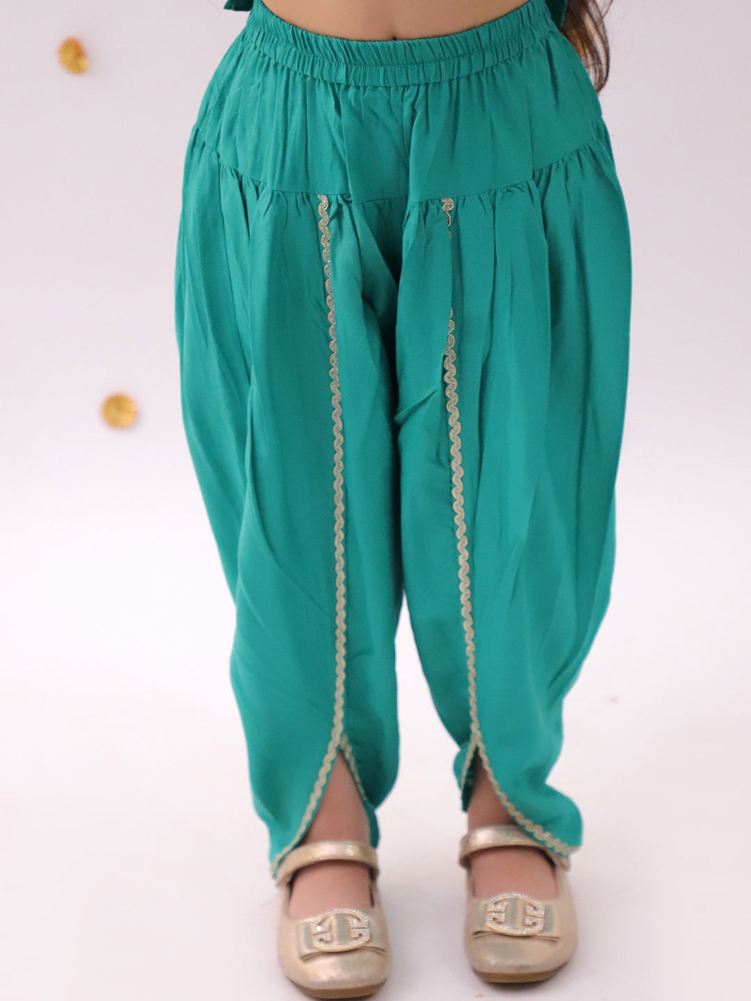 Khilkhilahat Green Kurta Dhoti Set For Girls