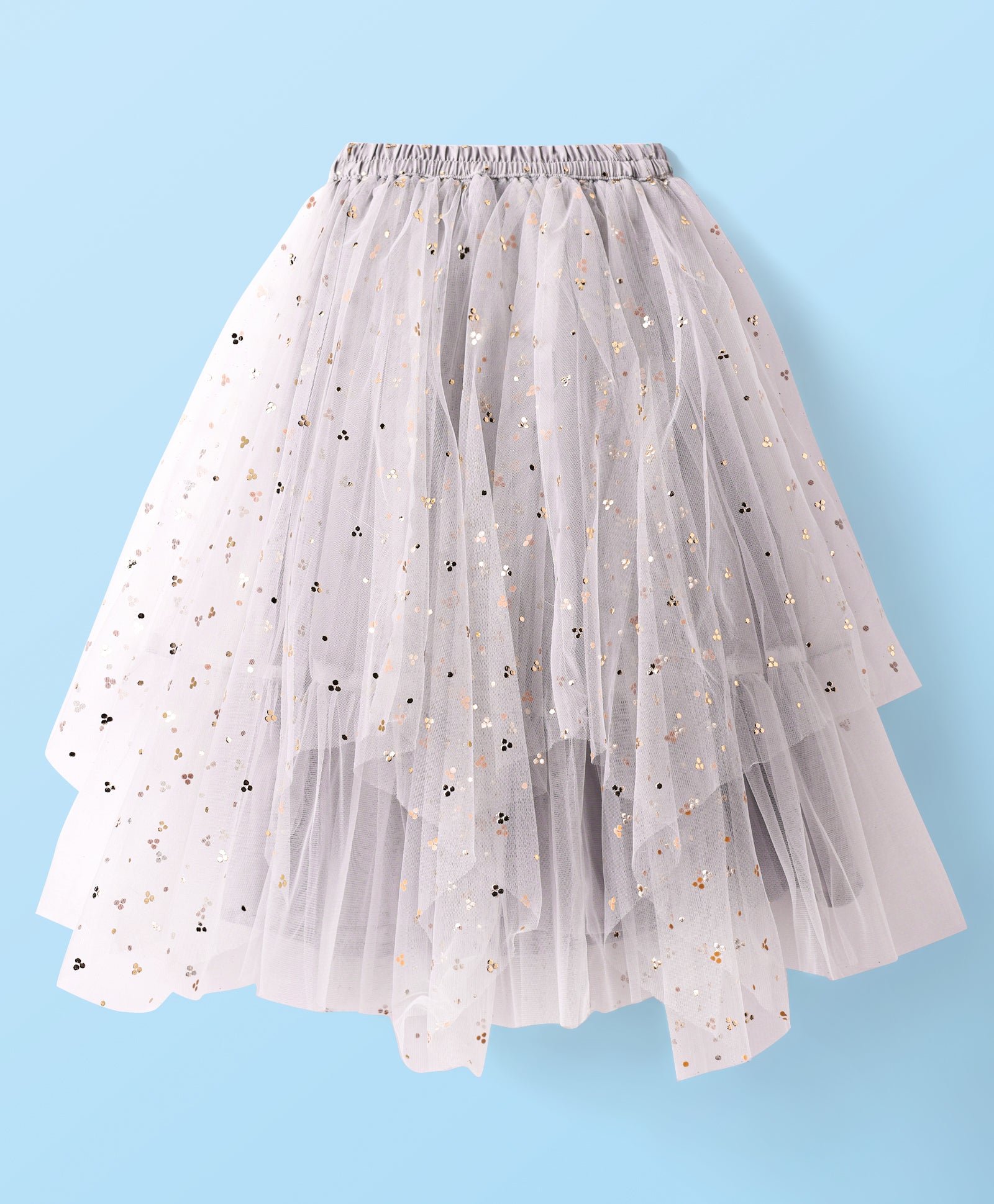 Girls ethnic Embroidered choli with layered mukesh print organza ghaghra set