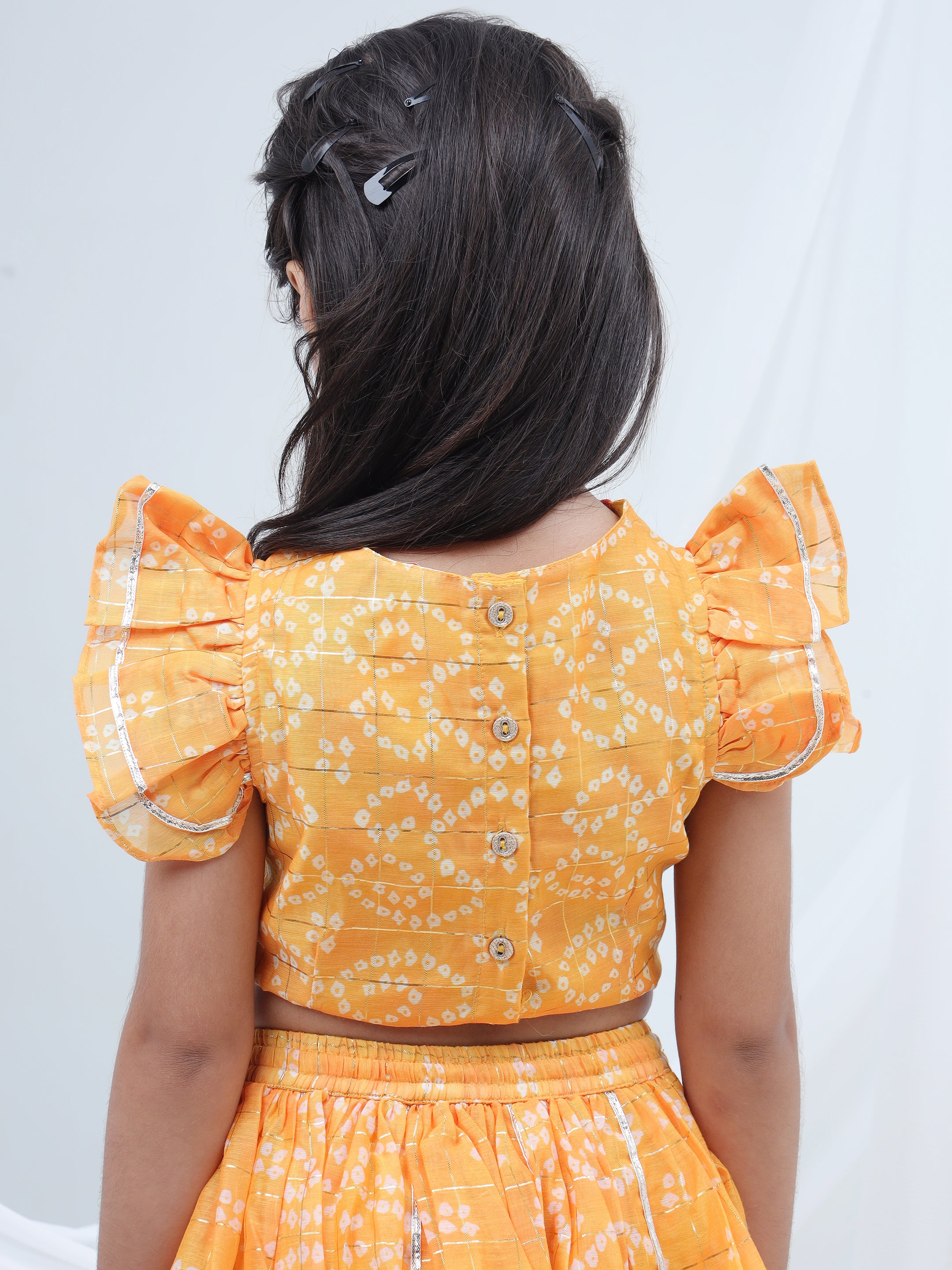 Girls printed chanderi lurex ghaghra choli set