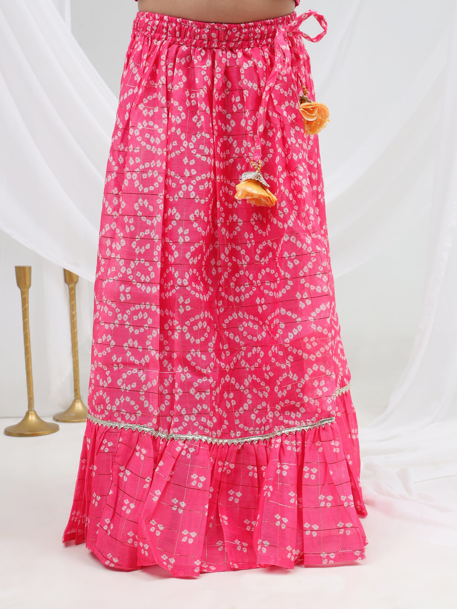 Girls printed chanderi lurex ghaghra choli set