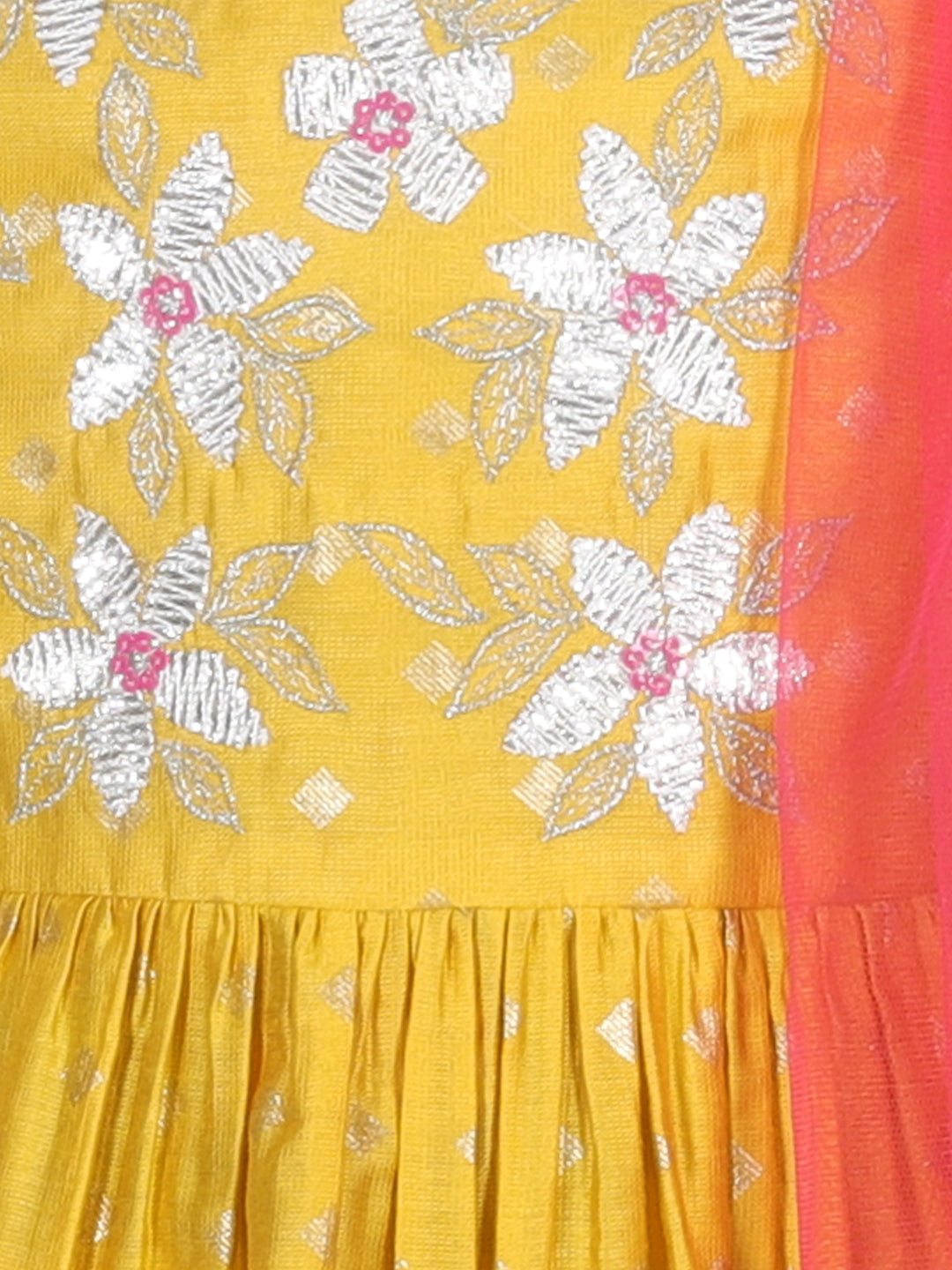 Zarqa Girls Yellow kurta with Sharara and Dupatta set