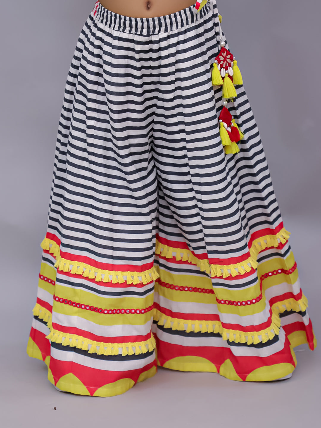 Shor-Gul Multicolor Lehanga Choli with Jacket Set for Girls