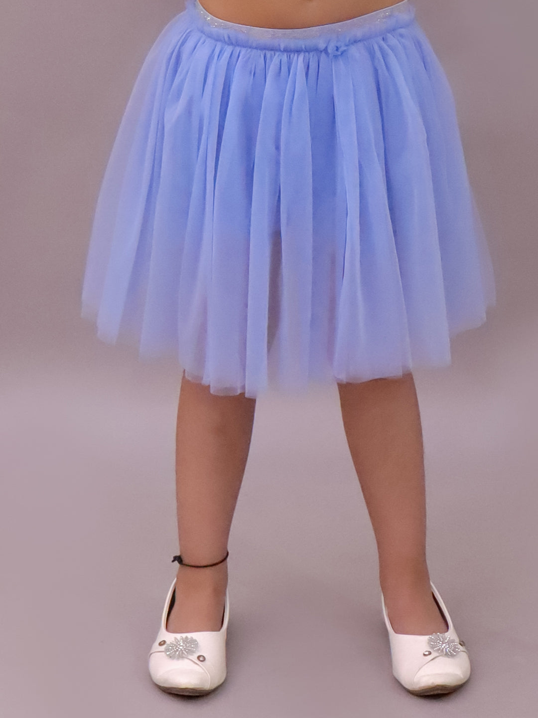 Paris Night Blue T-shirt with Skirt Set For Girls