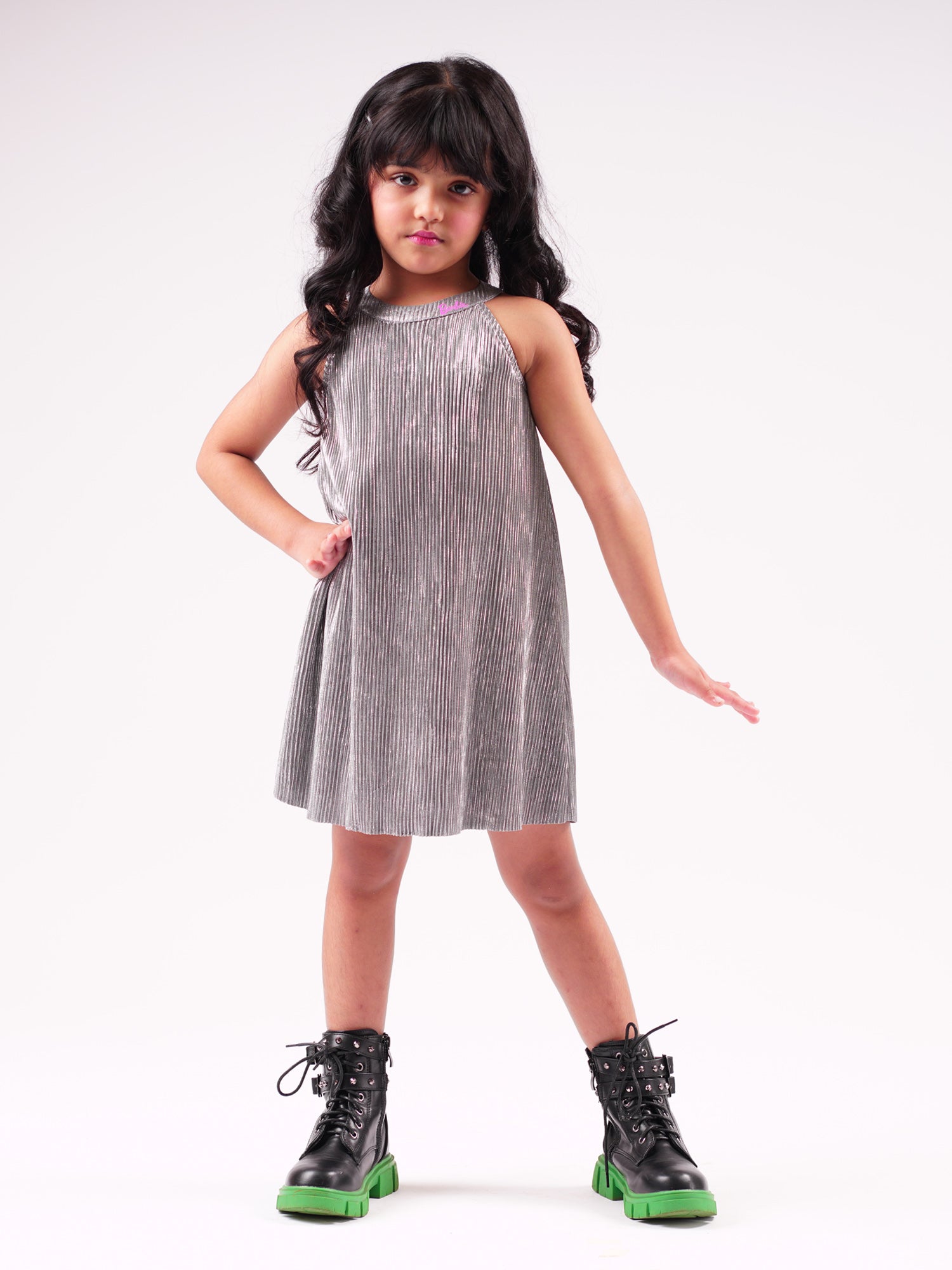 Barbie Silver shimmer Rockstar Dress For Young Girls