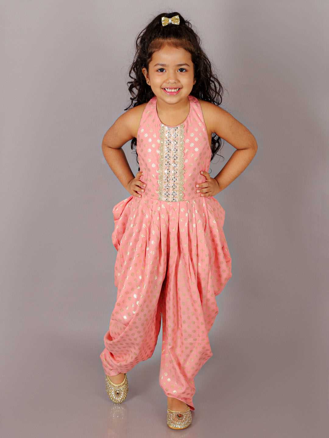 Fusion Fair Girls Peach Dhoti Jumper