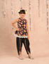 Jaipur Girls Black Cotton Kurta with Dhoti Ethnic Set