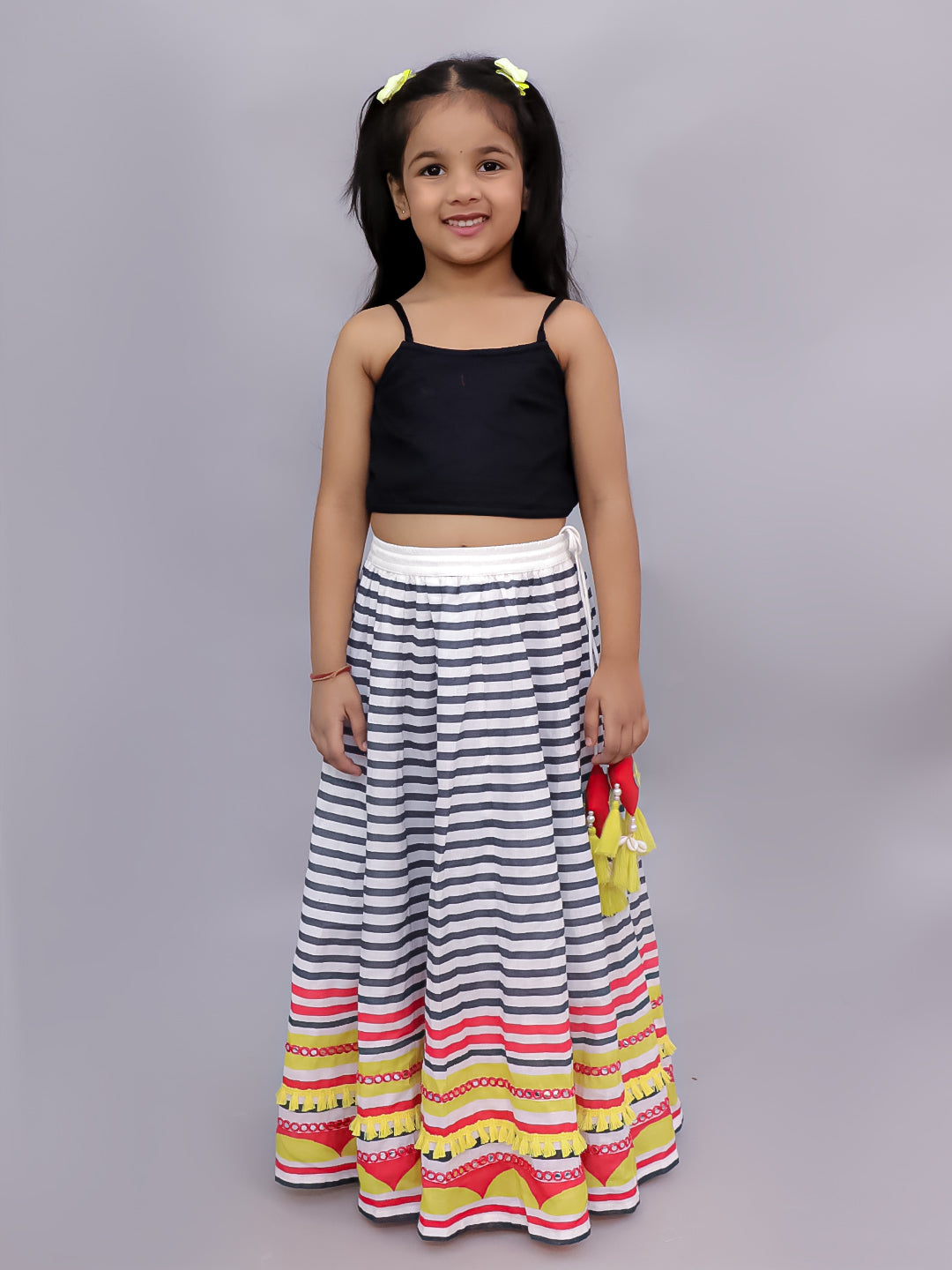 Shor-Gul Multicolor Lehanga Choli with Jacket Set for Girls